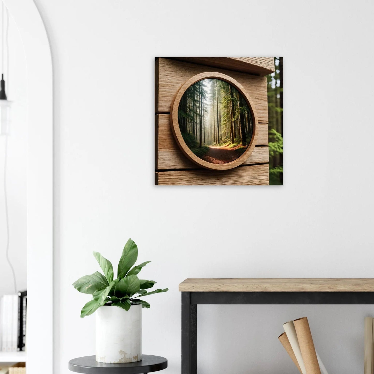 Moderner Forex-Druck - Waldgeheimnisse - Foto Stil, KI-Kunst - RolConArt, Landschaften, 60x60-cm-24x24-Schwarz