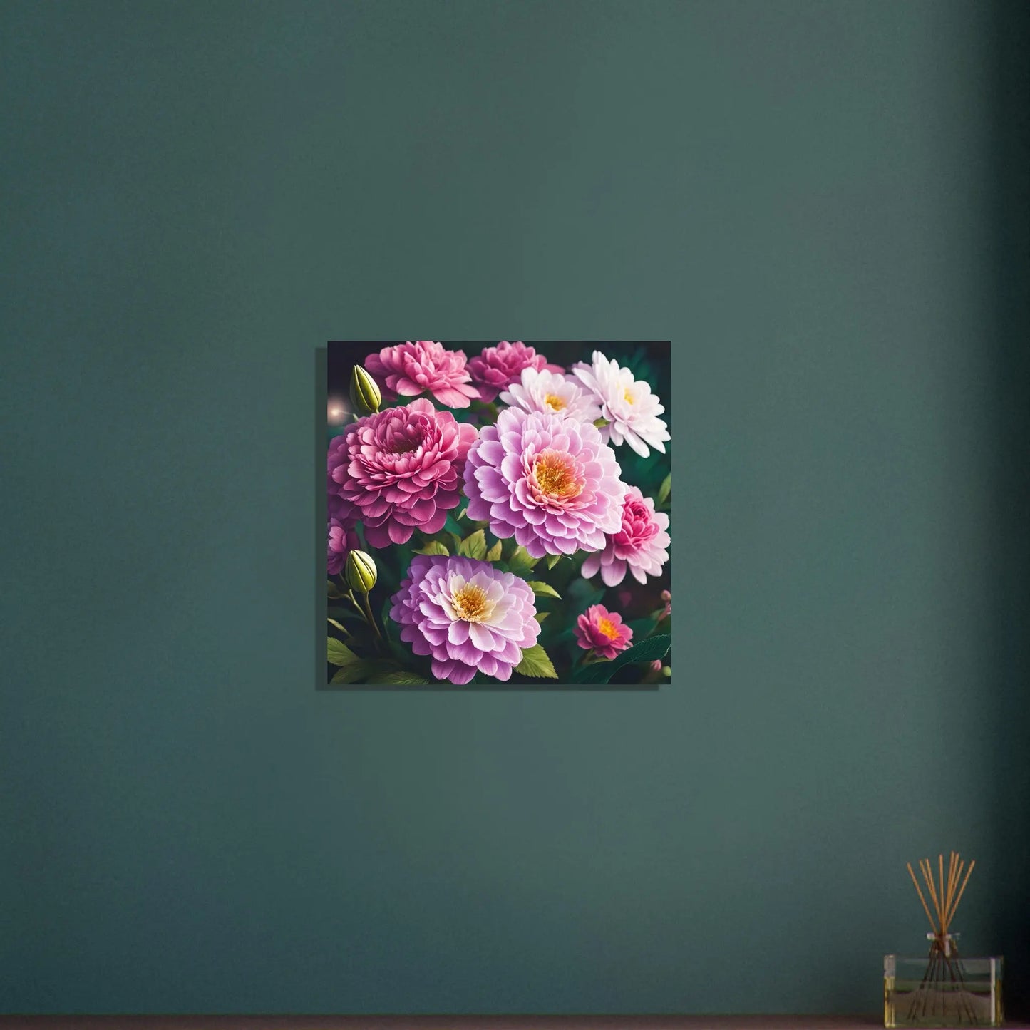 Aluminiumdruck - Blumen Vielfalt - Foto Stil, KI-Kunst - RolConArt, Pflanzen, 50x50-cm-20x20