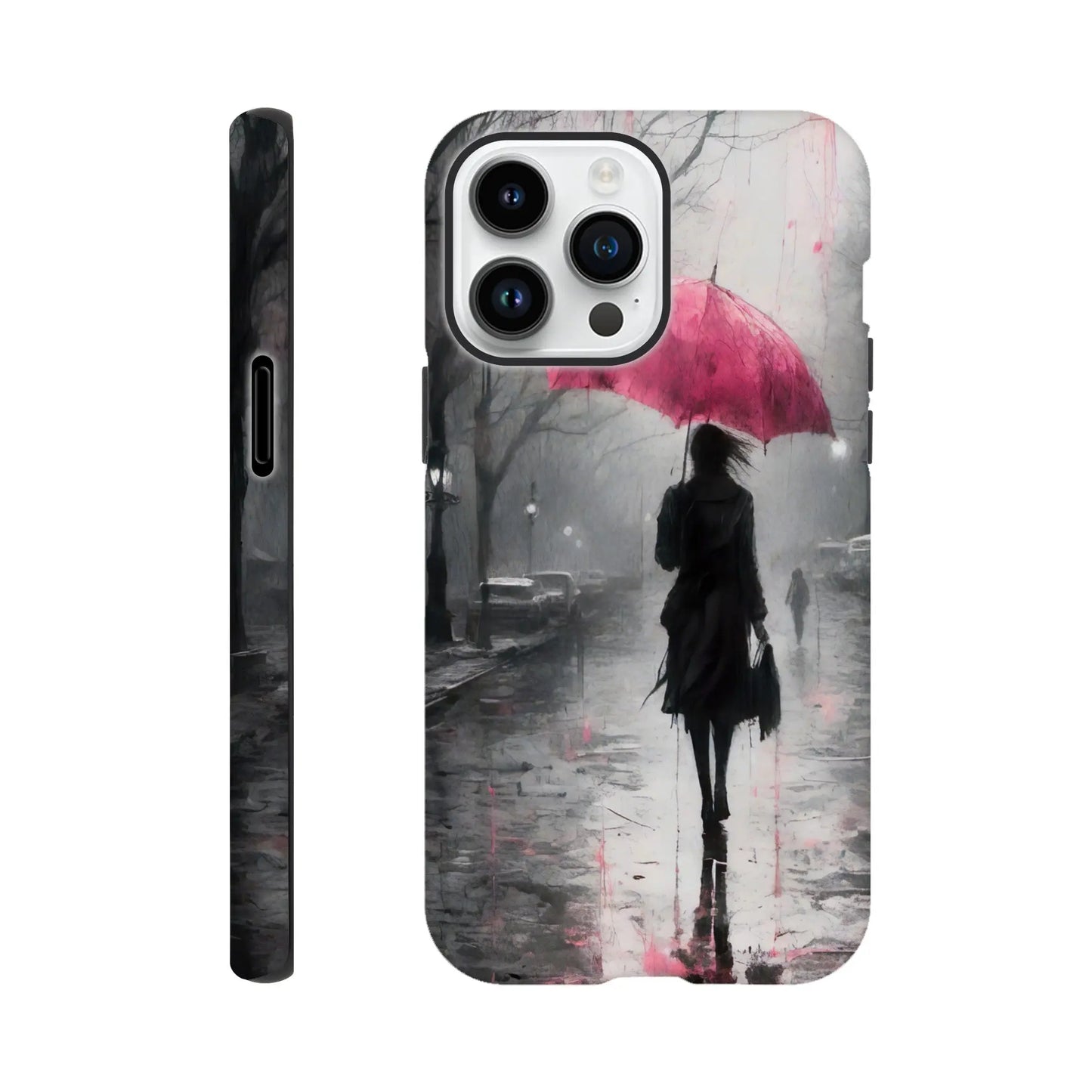 Smartphone-Hülle "Hart" - Frau Im Park - Düsterer Stil, KI-Kunst RolConArt, Malerischer Stil - Porträts, iPhone-14-Pro-Max