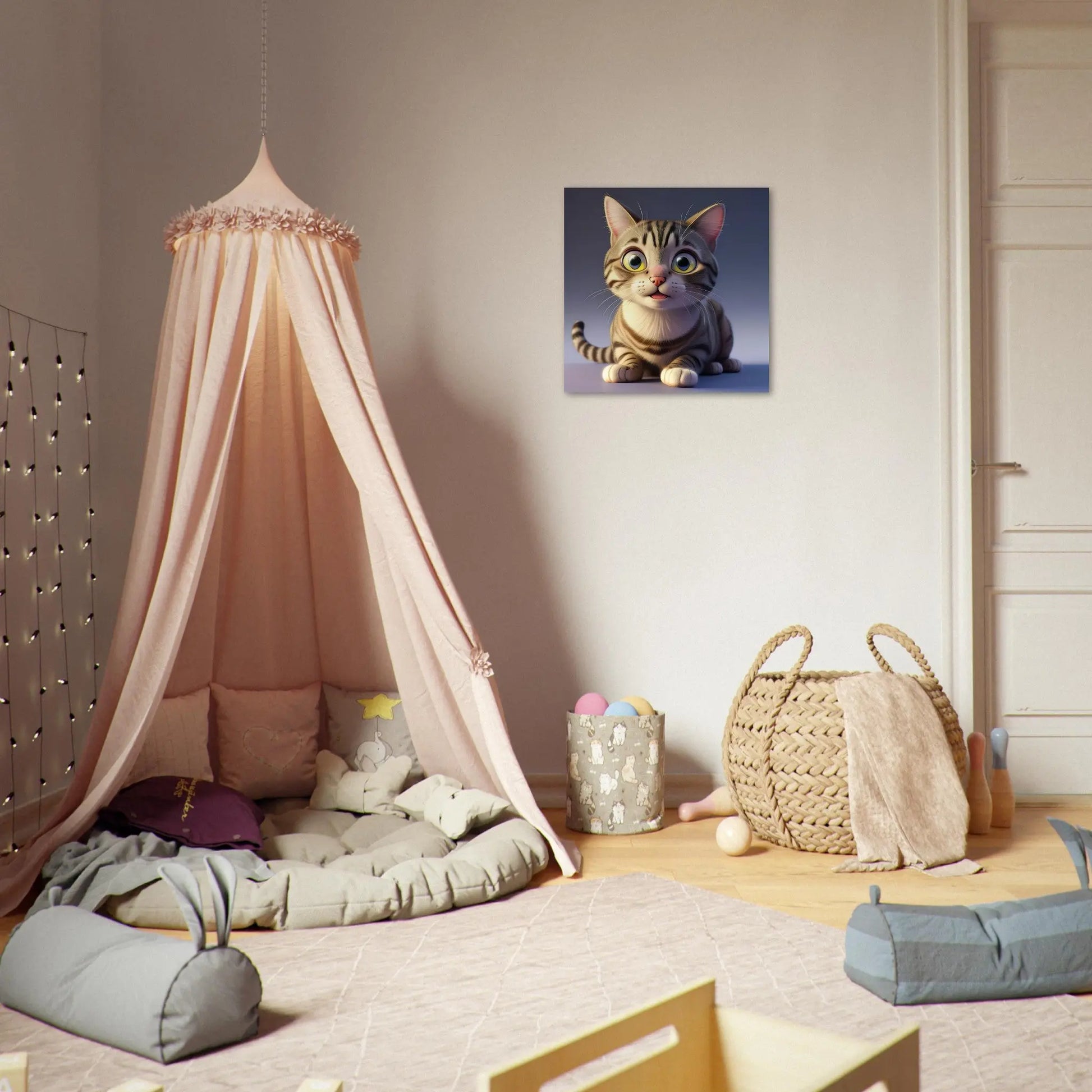 Aluminiumdruck - Niedliche Katze - Kinderbild, 3D-Stil, KI-Kunst RolConArt