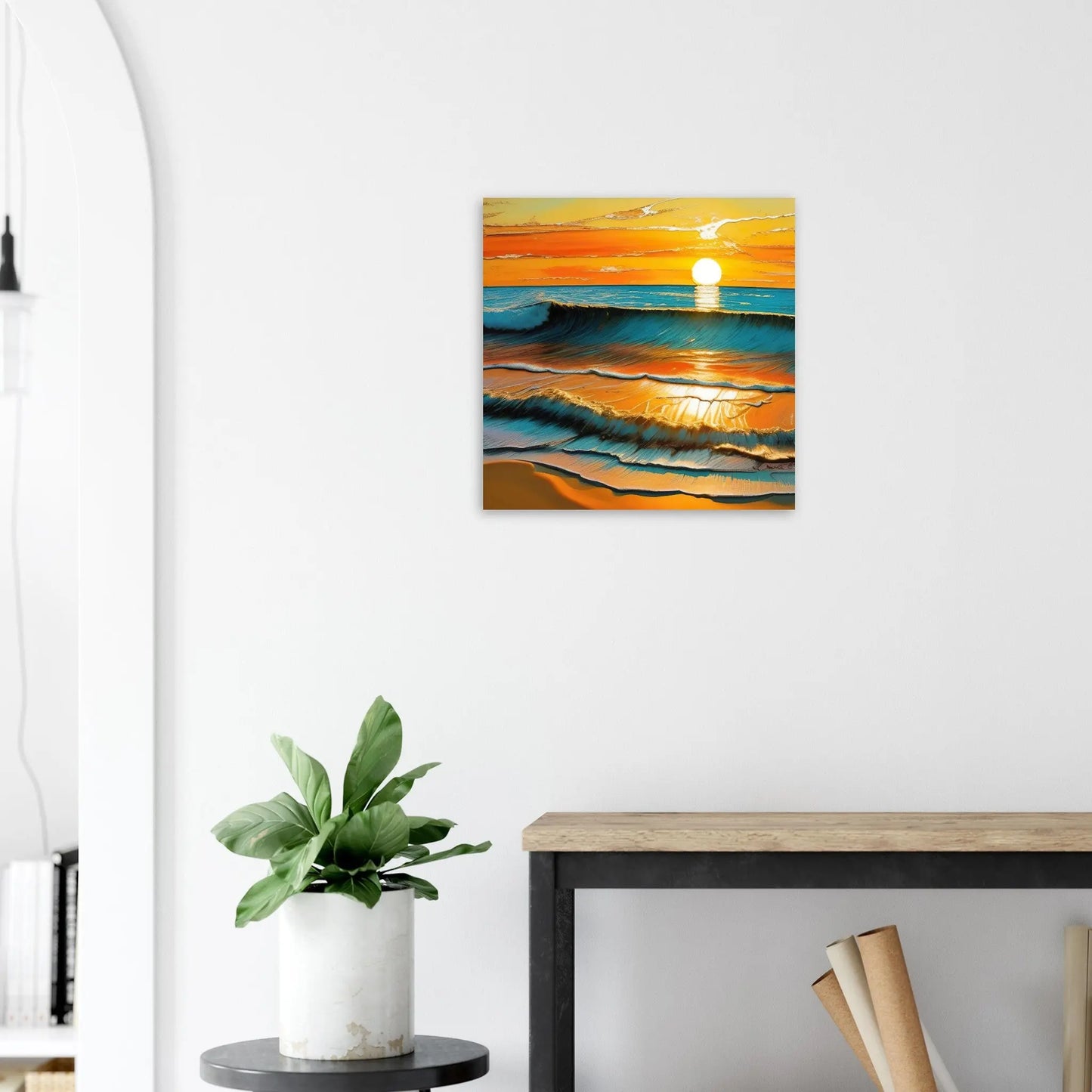 Moderner Forex-Druck - Kraftvolles Meer - Digitaler Stil, KI-Kunst - RolConArt, Landschaften, 50x50-cm-20x20-Weiß