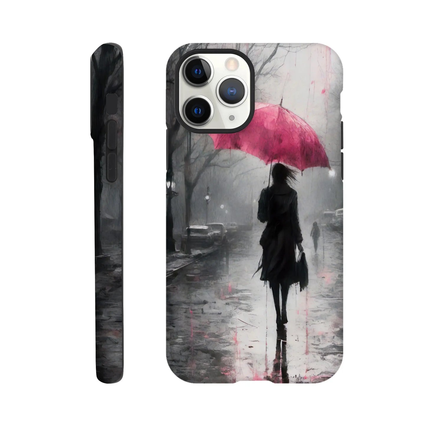 Smartphone-Hülle "Hart" - Frau Im Park - Düsterer Stil, KI-Kunst RolConArt, Malerischer Stil - Porträts, iPhone-11-Pro