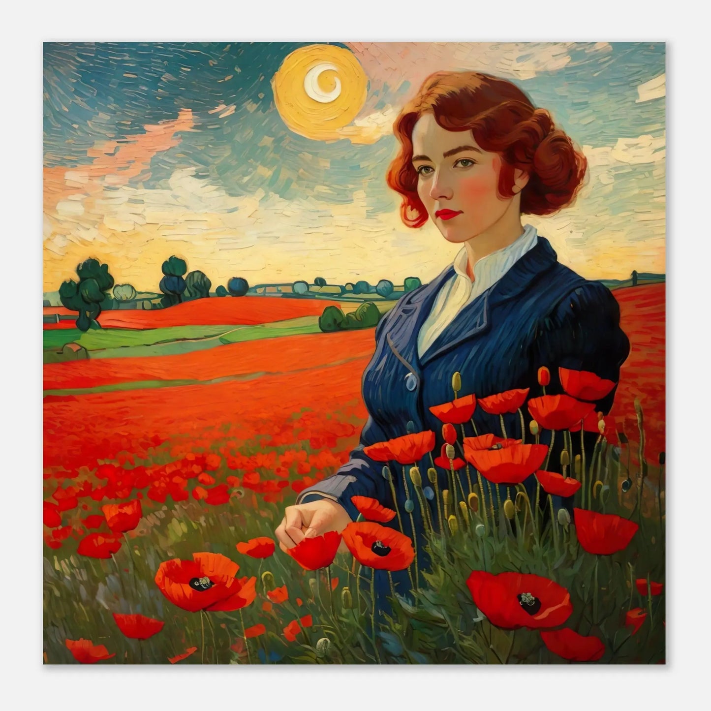 Moderner Forex-Druck - Blühende Landschaft - Malerischer Stil, KI-Kunst - RolConArt, Landschaften,