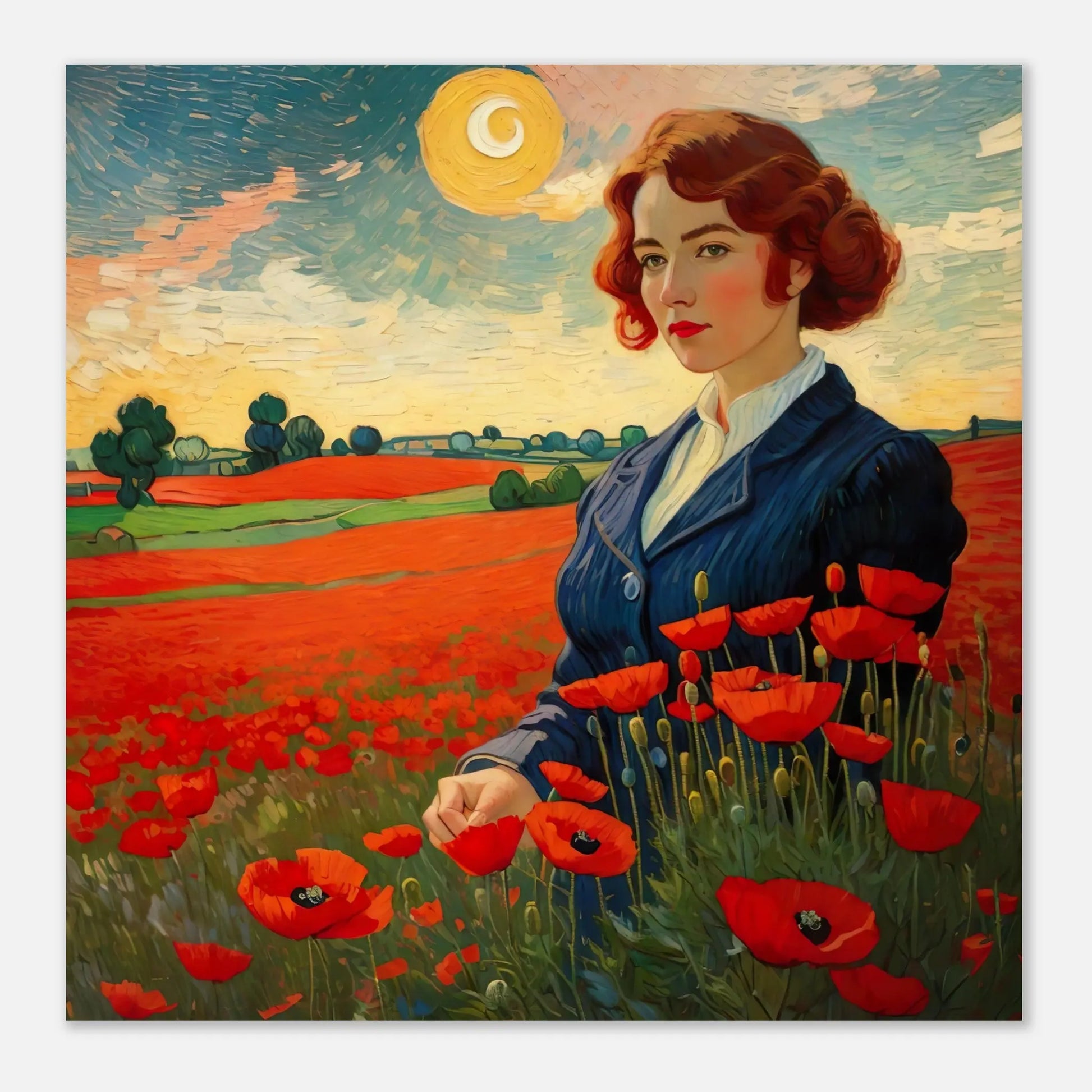 Moderner Forex-Druck - Blühende Landschaft - Malerischer Stil, KI-Kunst - RolConArt, Landschaften,