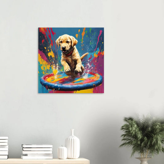 Aluminiumdruck - Labrador Retriever - Splash Art Stil, KI-Kunst RolConArt