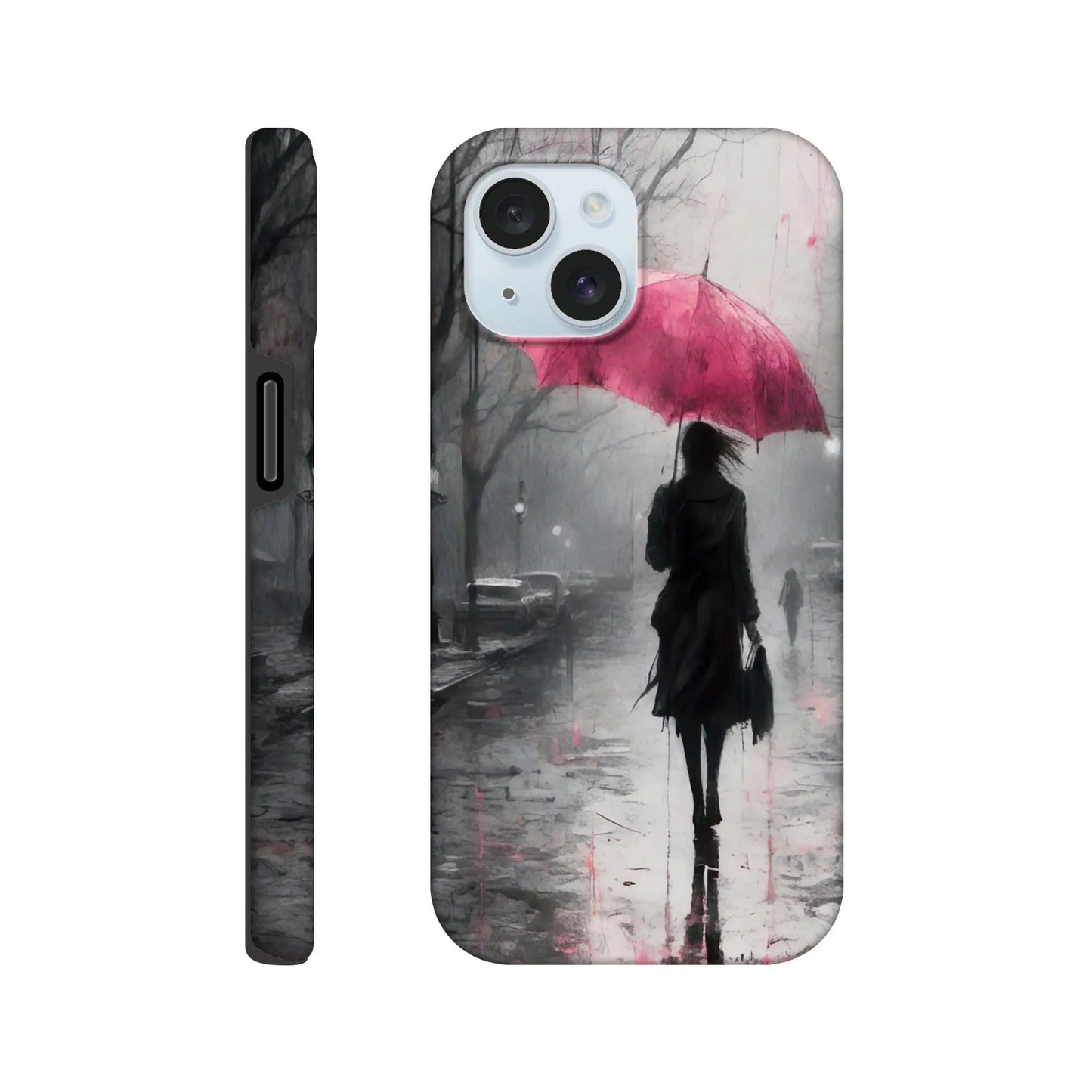 Smartphone-Hülle "Hart" - Frau Im Park - Düsterer Stil, KI-Kunst RolConArt, Malerischer Stil - Porträts, iPhone-15