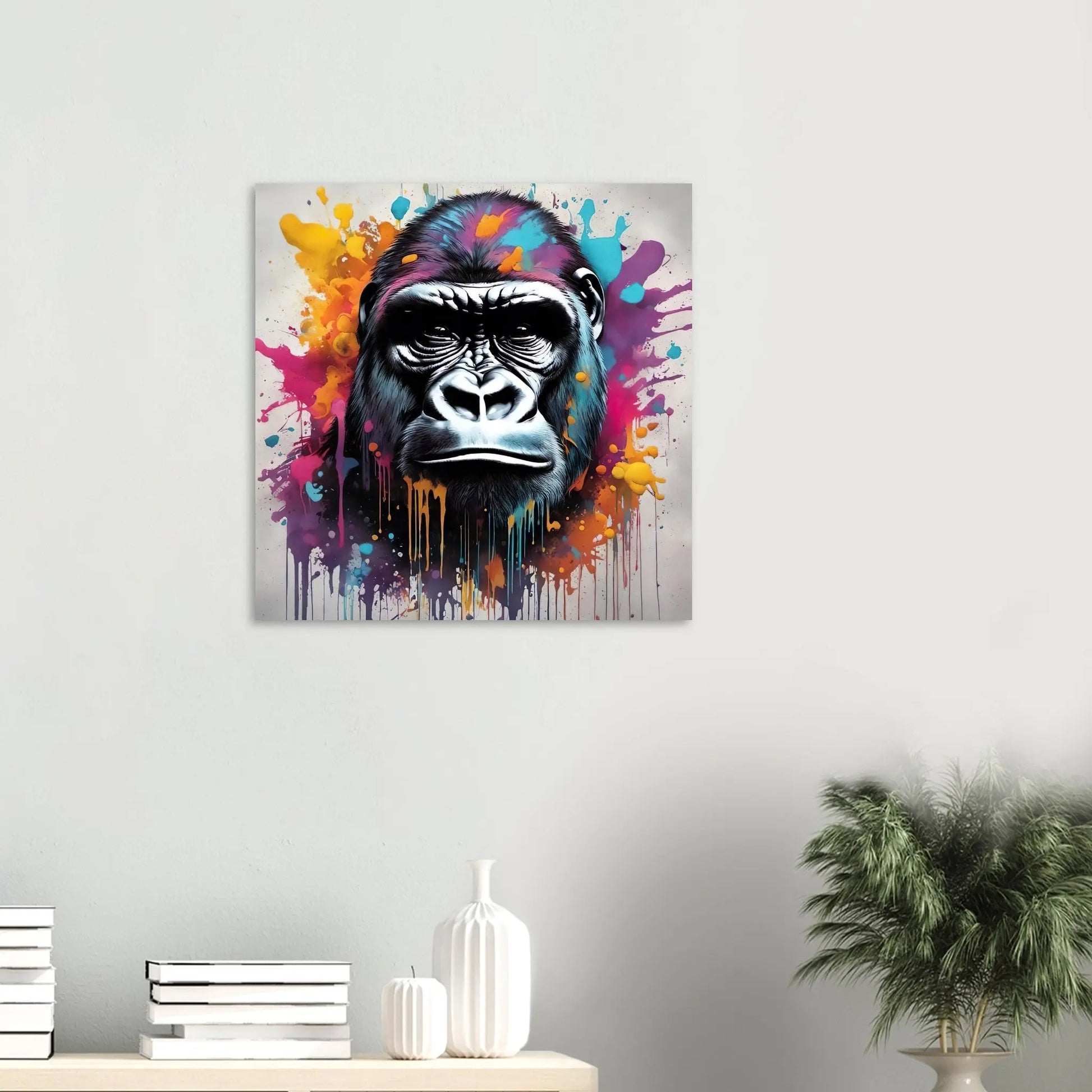 Aluminiumdruck - Gorilla - Splash Art Stil, KI-Kunst RolConArt