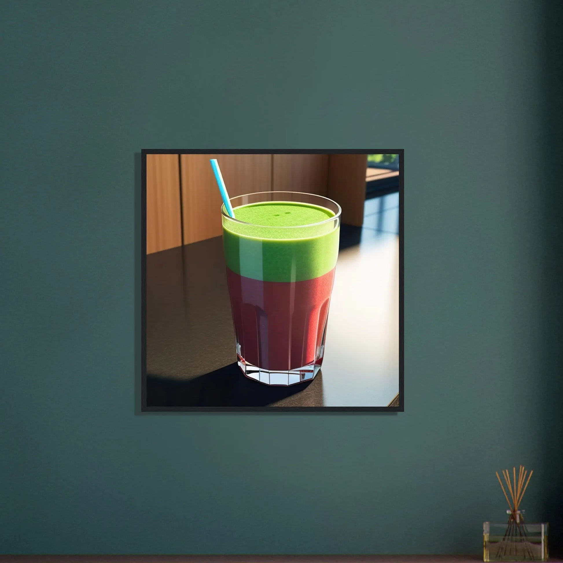 Gerahmtes Premium-Poster - Smoothie im Glas - Foto Stil, KI-Kunst - RolConArt, Kreative Vielfalt,