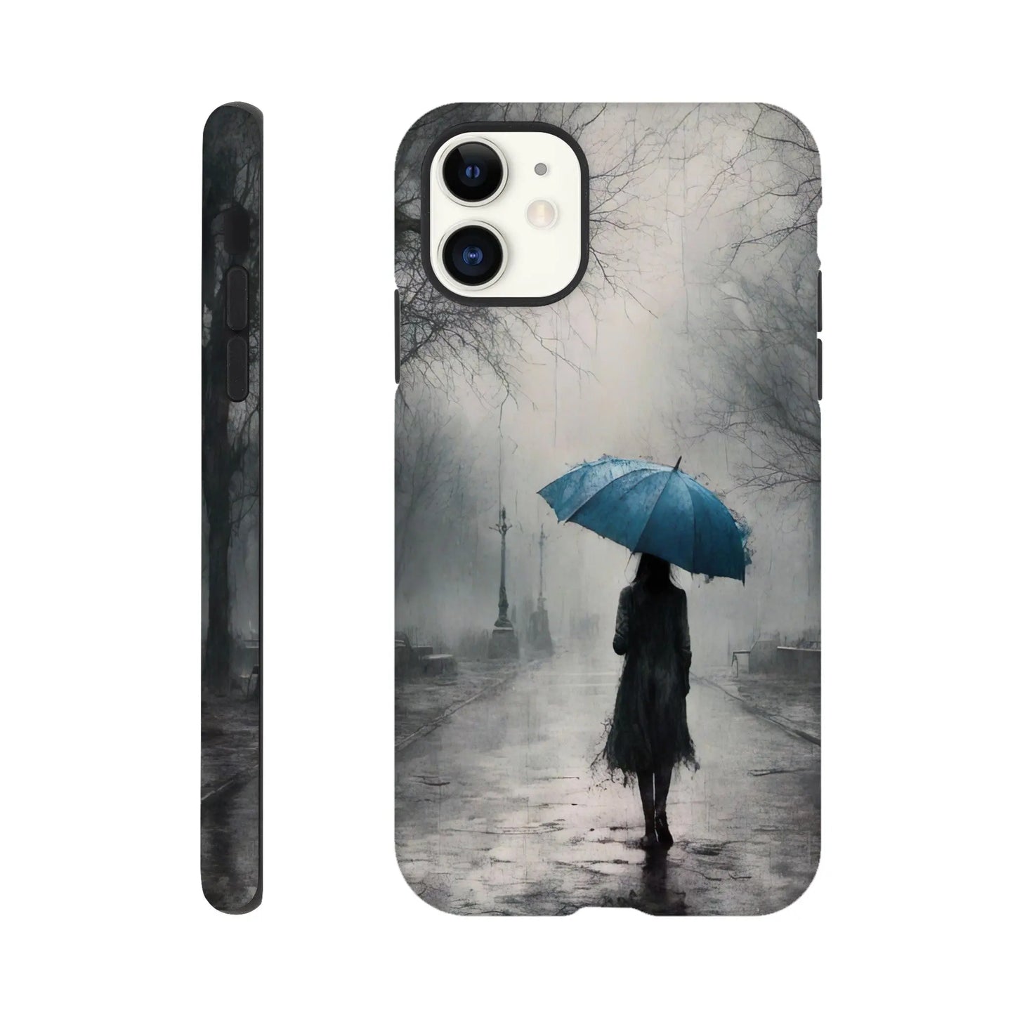 Smartphone-Hülle "Hart" - Frau Im Park - Düsterer Stil, KI-Kunst RolConArt, Malerischer Stil - Porträts, iPhone-11