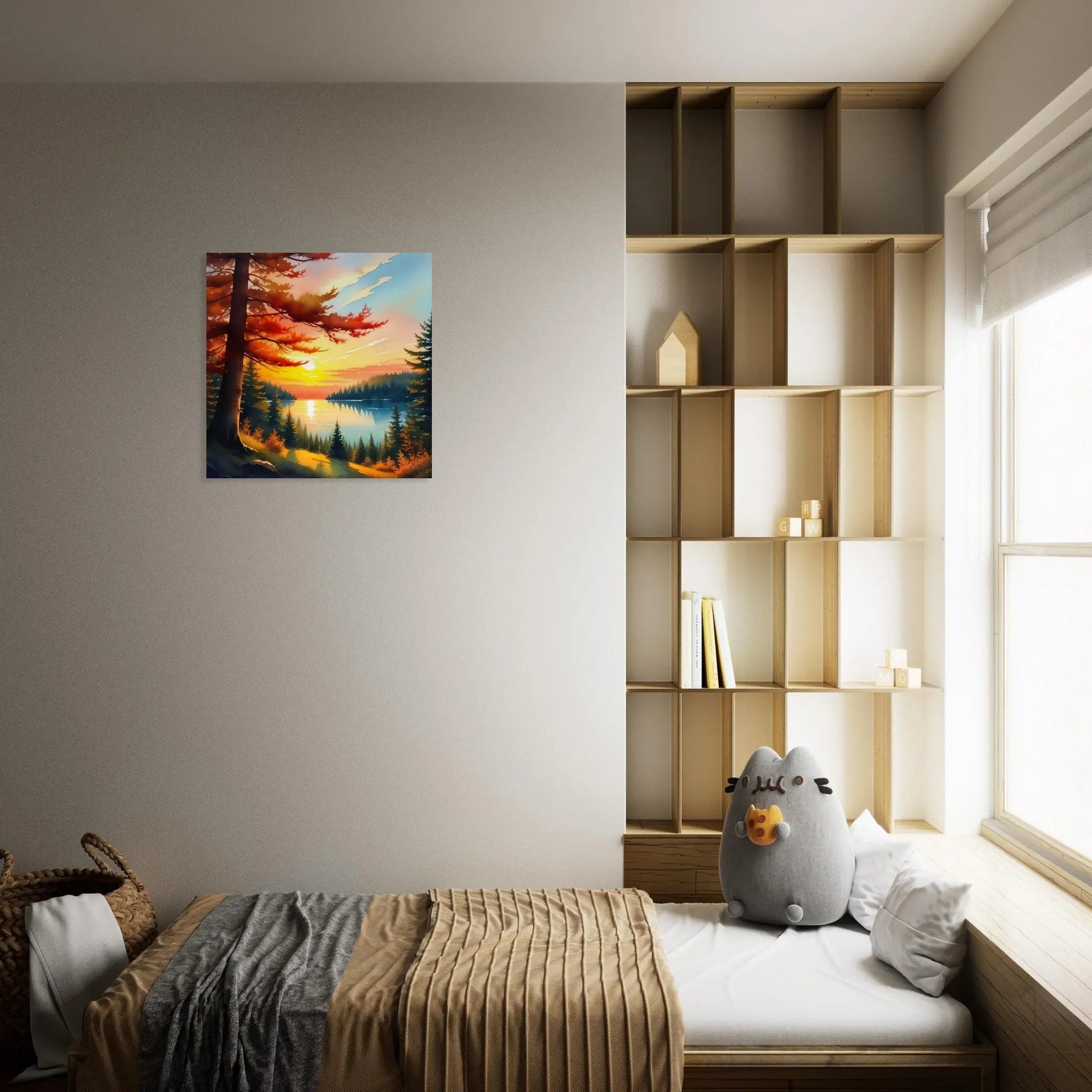 Moderner Forex-Druck - Landschaft mit See - Malerischer Stil, KI-Kunst - RolConArt, Landschaften,