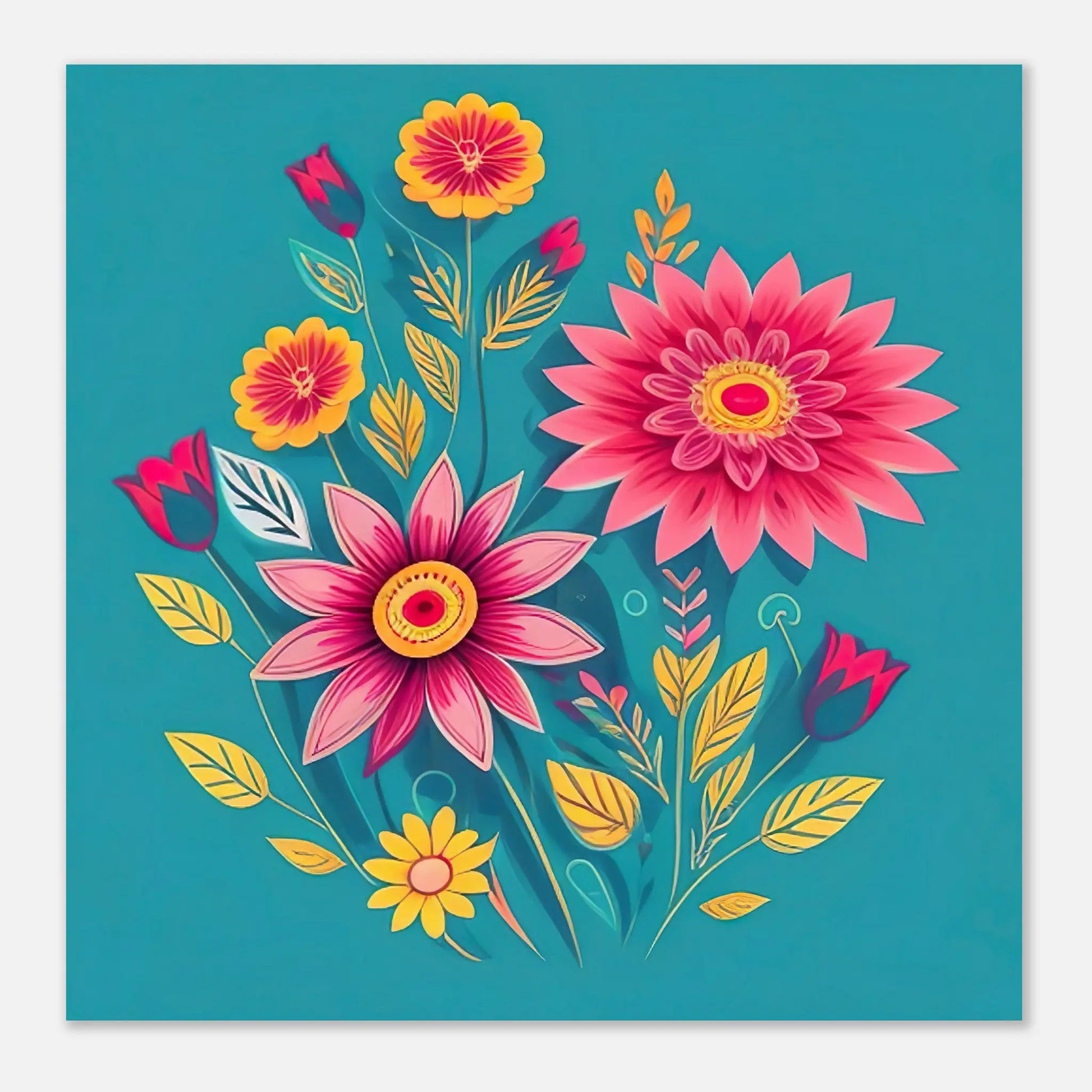 Aluminiumdruck - Blumen Vielfalt - Digitaler Stil, KI-Kunst - RolConArt, Pflanzen,