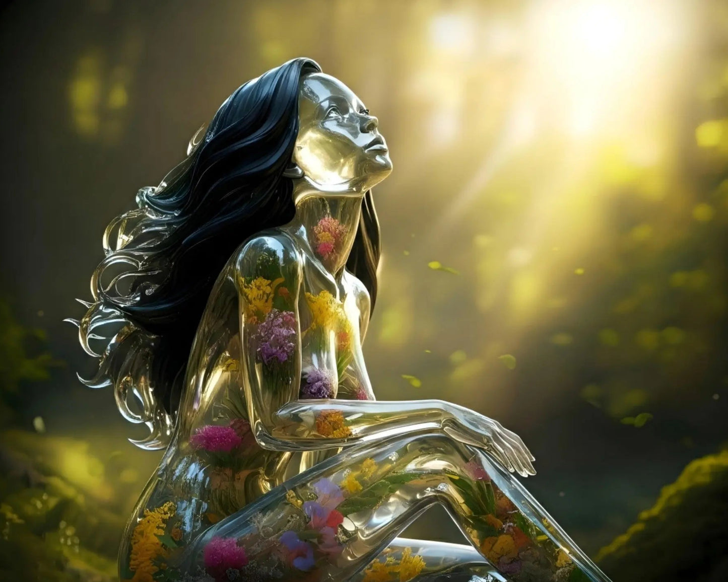 Aluminiumdruck - Die Gläserne Muse - 3D-Stil, KI-Kunst, Kreative Vielfalt, 50x50-cm-20x20 - RolConArt