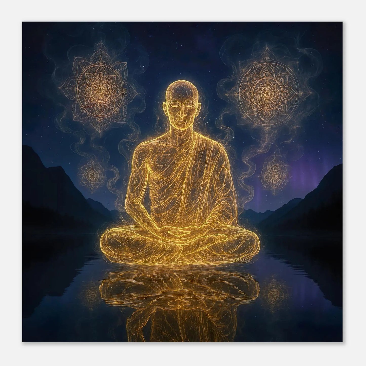 Aluminiumdruck - Energie im Einklang - Digitaler Stil, KI-Kunst, Spirituelle Vielfalt, 30x30-cm-12x12 - RolConArt