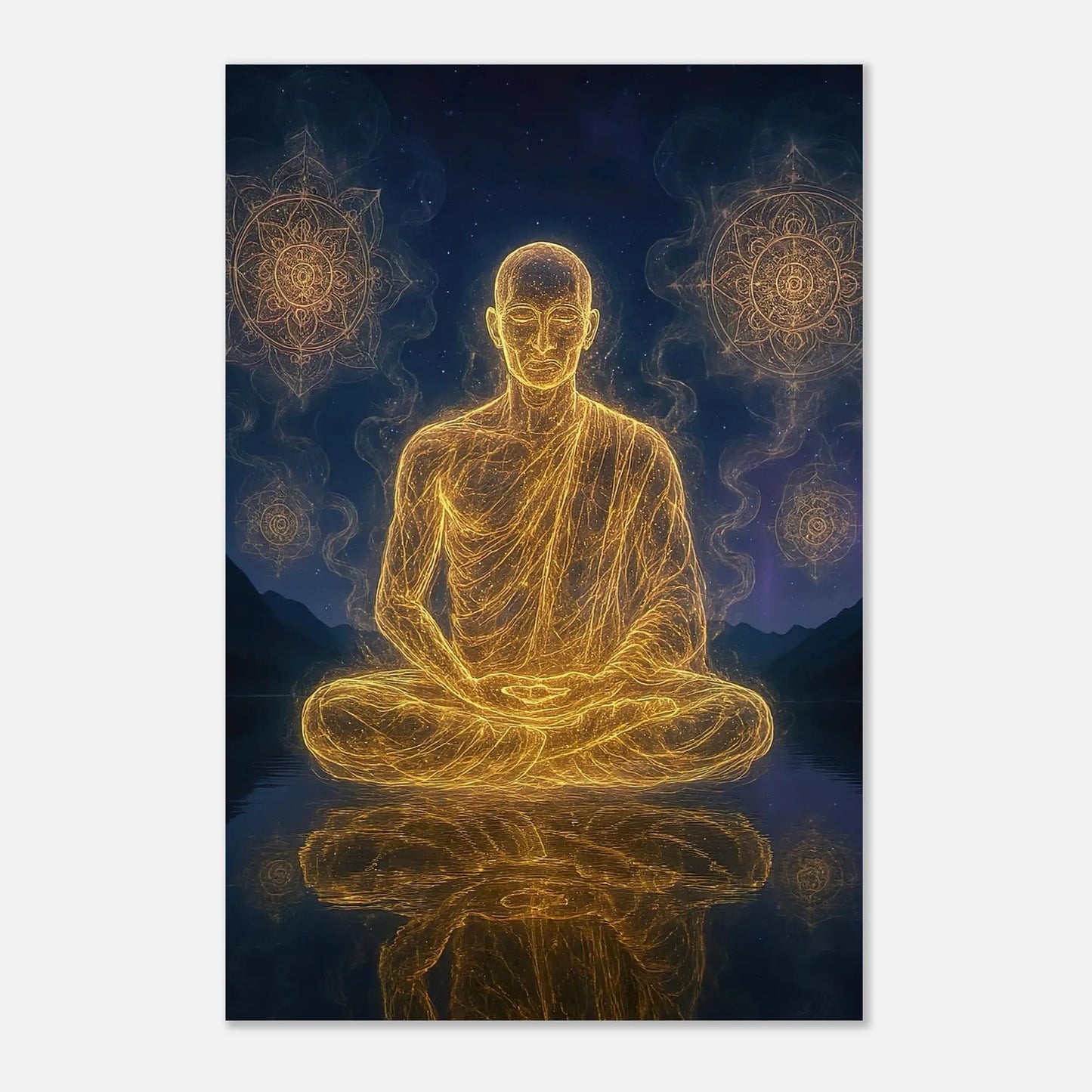 Aluminiumdruck - Energie im Einklang - Digitaler Stil, KI-Kunst, Spirituelle Vielfalt, 50x75-cm-20x30 - RolConArt