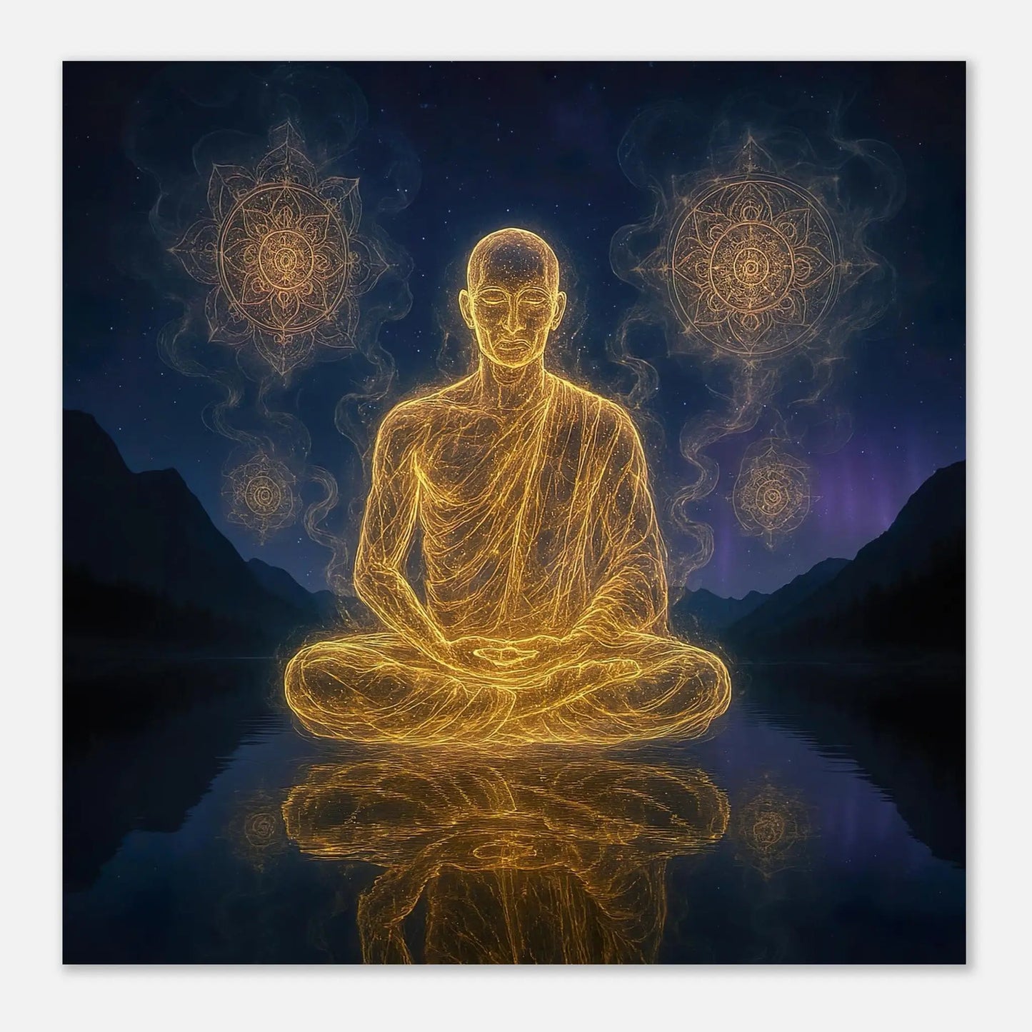 Aluminiumdruck - Energie im Einklang - Digitaler Stil, KI-Kunst, Spirituelle Vielfalt, 60x60-cm-24x24 - RolConArt