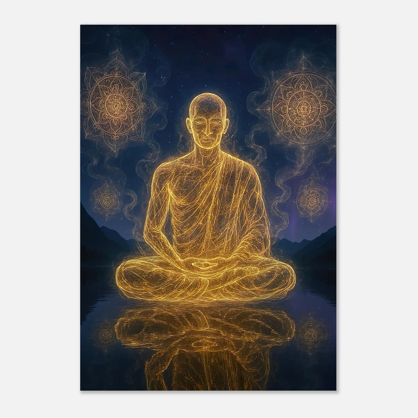 Aluminiumdruck - Energie im Einklang - Digitaler Stil, KI-Kunst, Spirituelle Vielfalt, 70x100-cm-28x40 - RolConArt