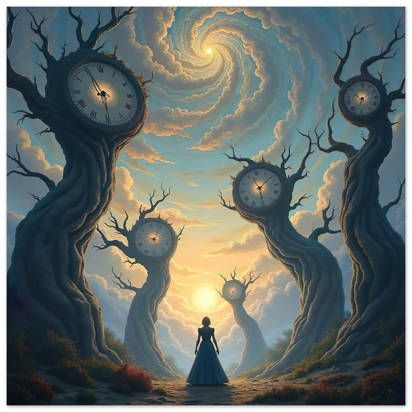 Aluminiumdruck - Zeitwirbel - Digitaler Stil, KI-Kunst, Surreale Landschaften, 60x60-cm-24x24 - RolConArt