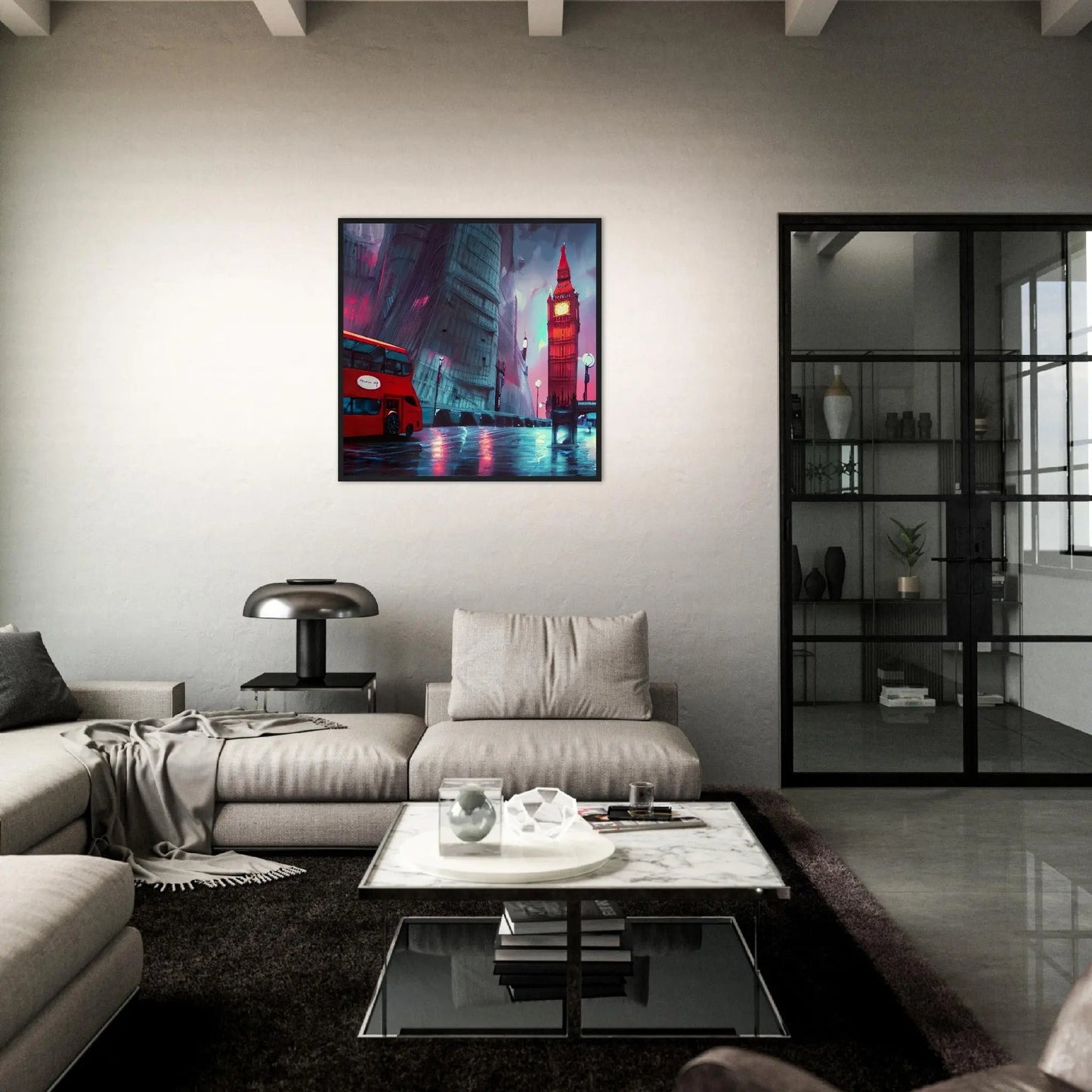 Gerahmtes Premium-Poster - Abstrakte Stadt - Digitaler Stil, KI-Kunst, Stadtlandschaften, - RolConArt