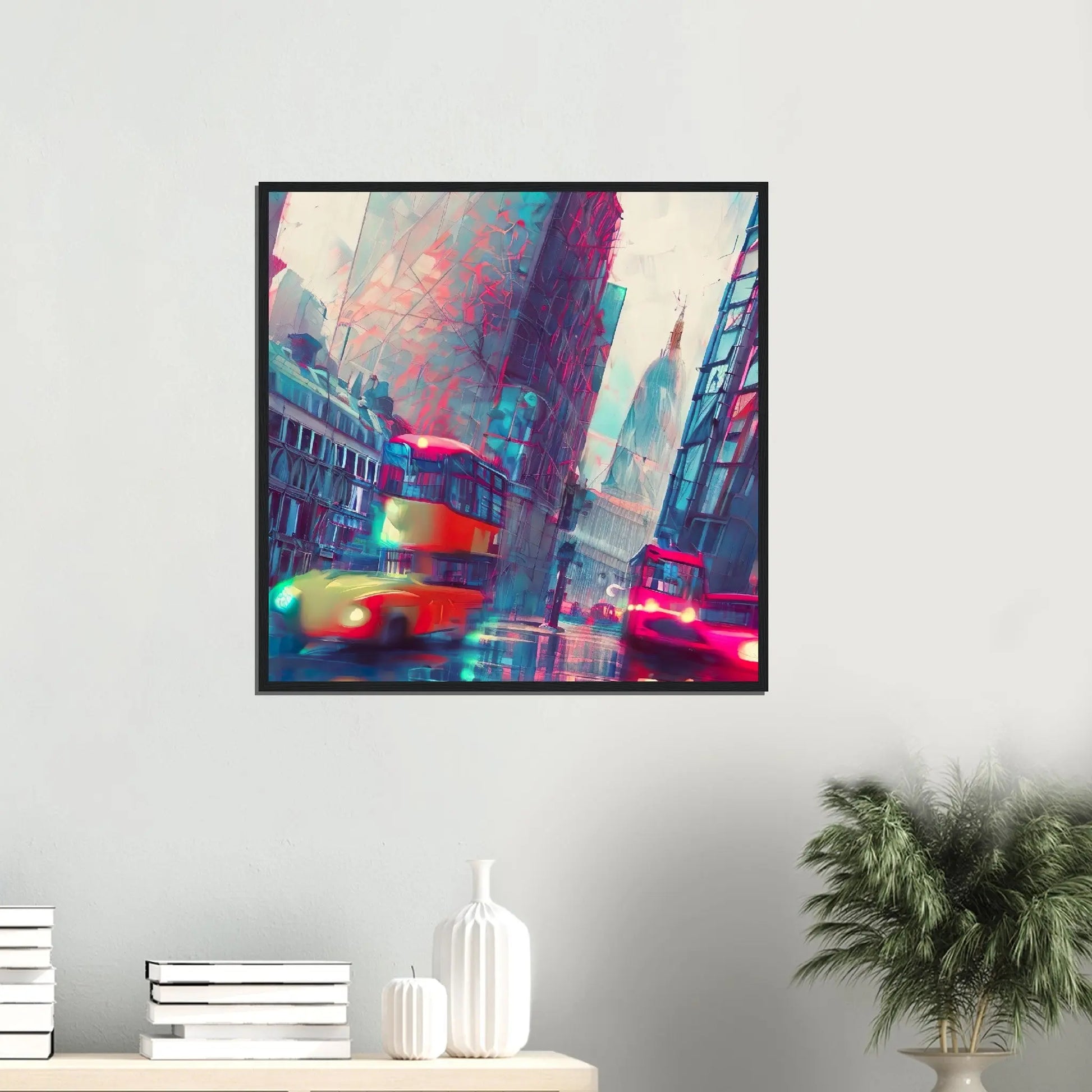 Gerahmtes Premium-Poster - Abstrakte Stadt - Digitaler Stil, KI-Kunst, Stadtlandschaften,  - RolConArt