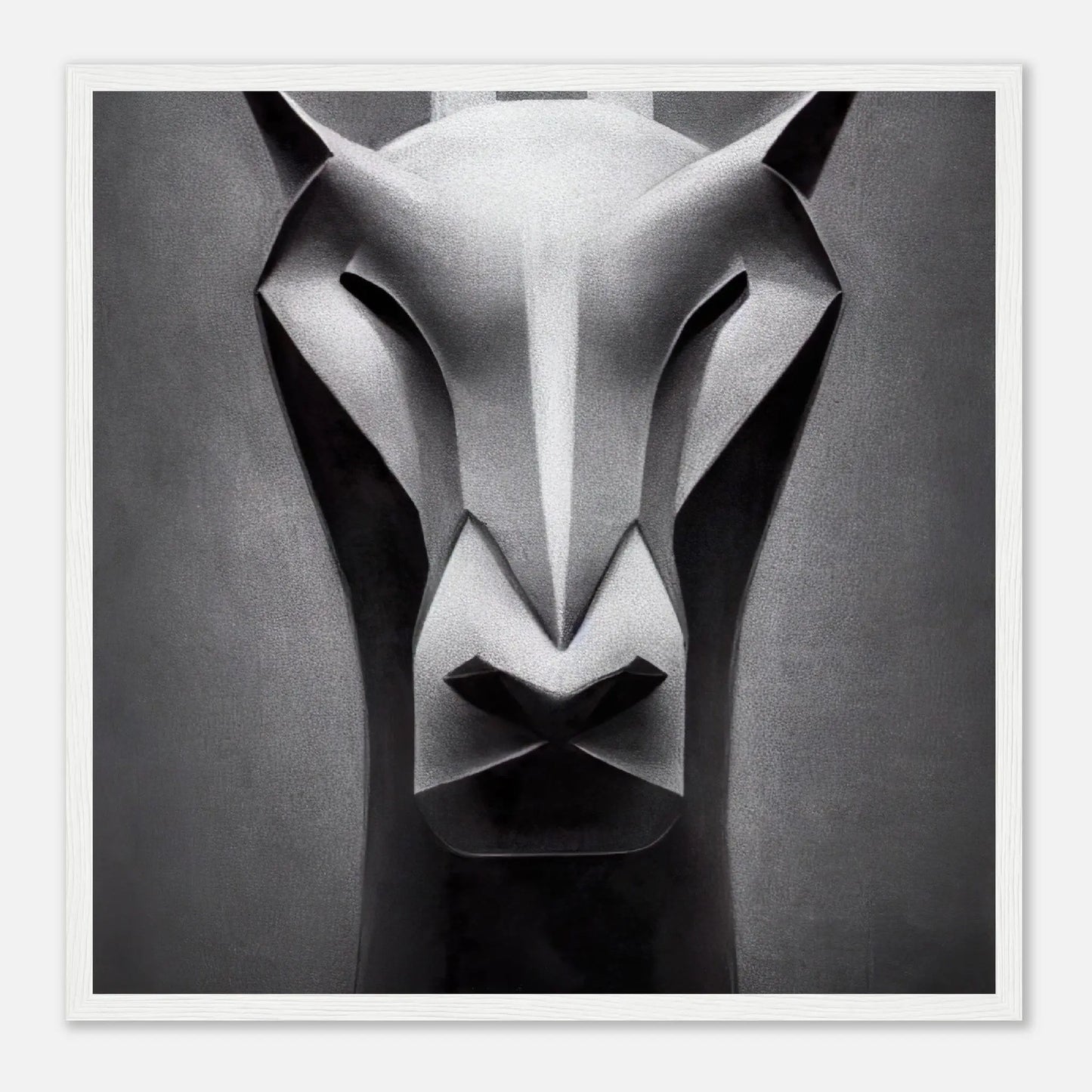 Gerahmtes Premium-Poster - Abstraktes Porträt - Bleistift Stil, KI-Kunst, Kreative Vielfalt, 50x50-cm-20x20-Weiß - RolConArt