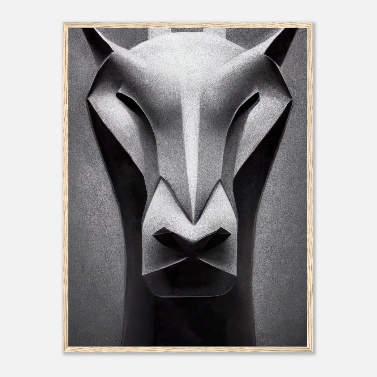 Gerahmtes Premium-Poster - Abstraktes Porträt - Bleistift Stil, KI-Kunst, Kreative Vielfalt, 60x80-cm-24x32-Holz - RolConArt