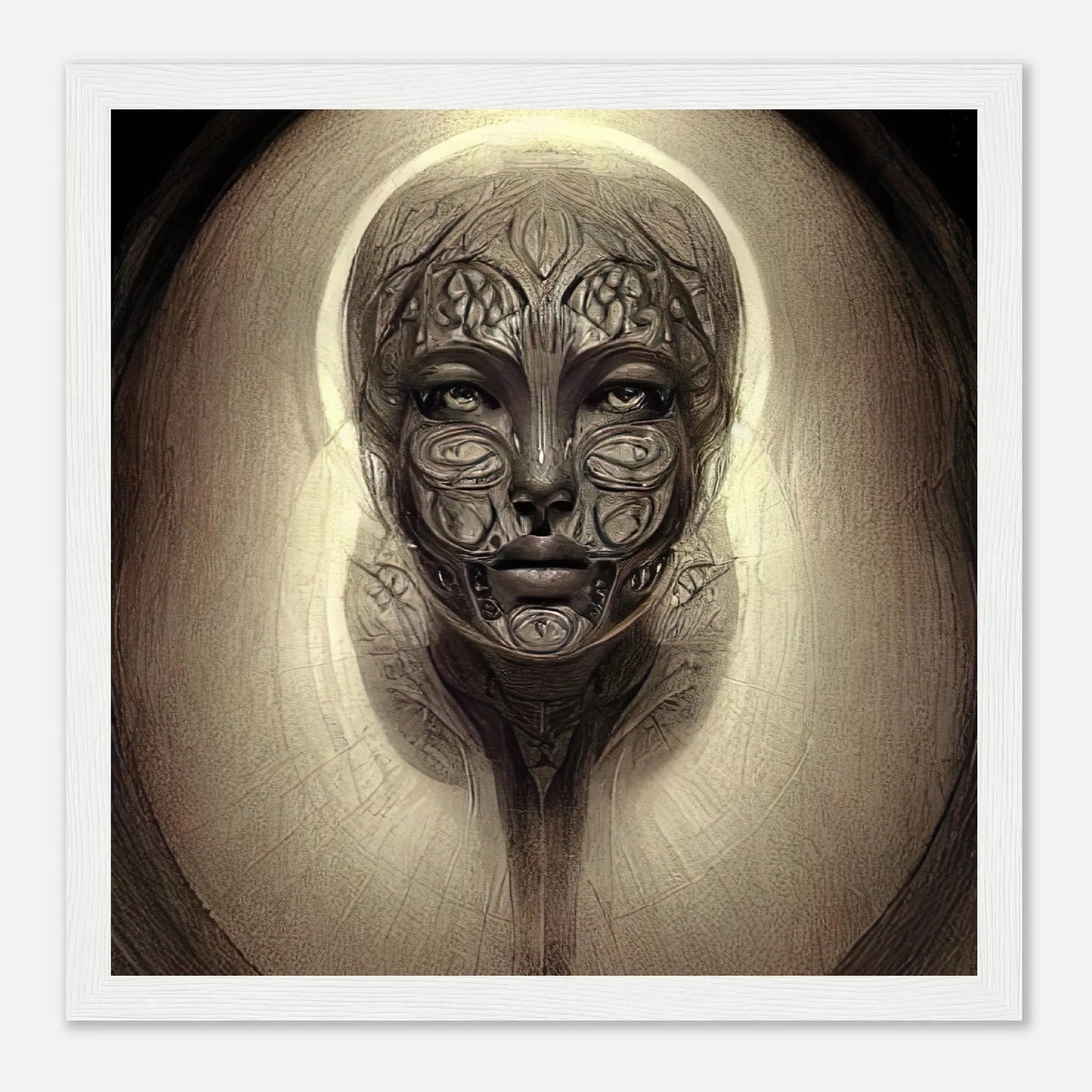 Gerahmtes Premium-Poster - Abstraktes Porträt - Digitaler Stil, KI-Kunst, Digitalkunst - Porträts, 30x30-cm-12x12-Weiß - RolConArt