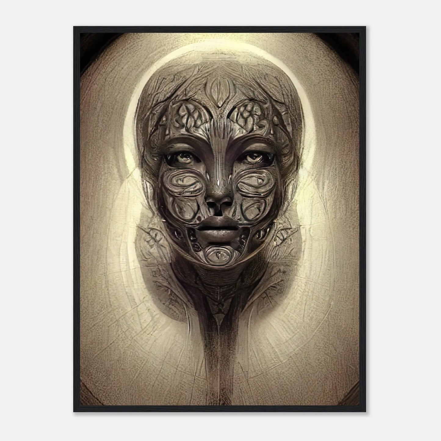 Gerahmtes Premium-Poster - Abstraktes Porträt - Digitaler Stil, KI-Kunst, Digitalkunst - Porträts, 60x80-cm-24x32-Schwarz - RolConArt