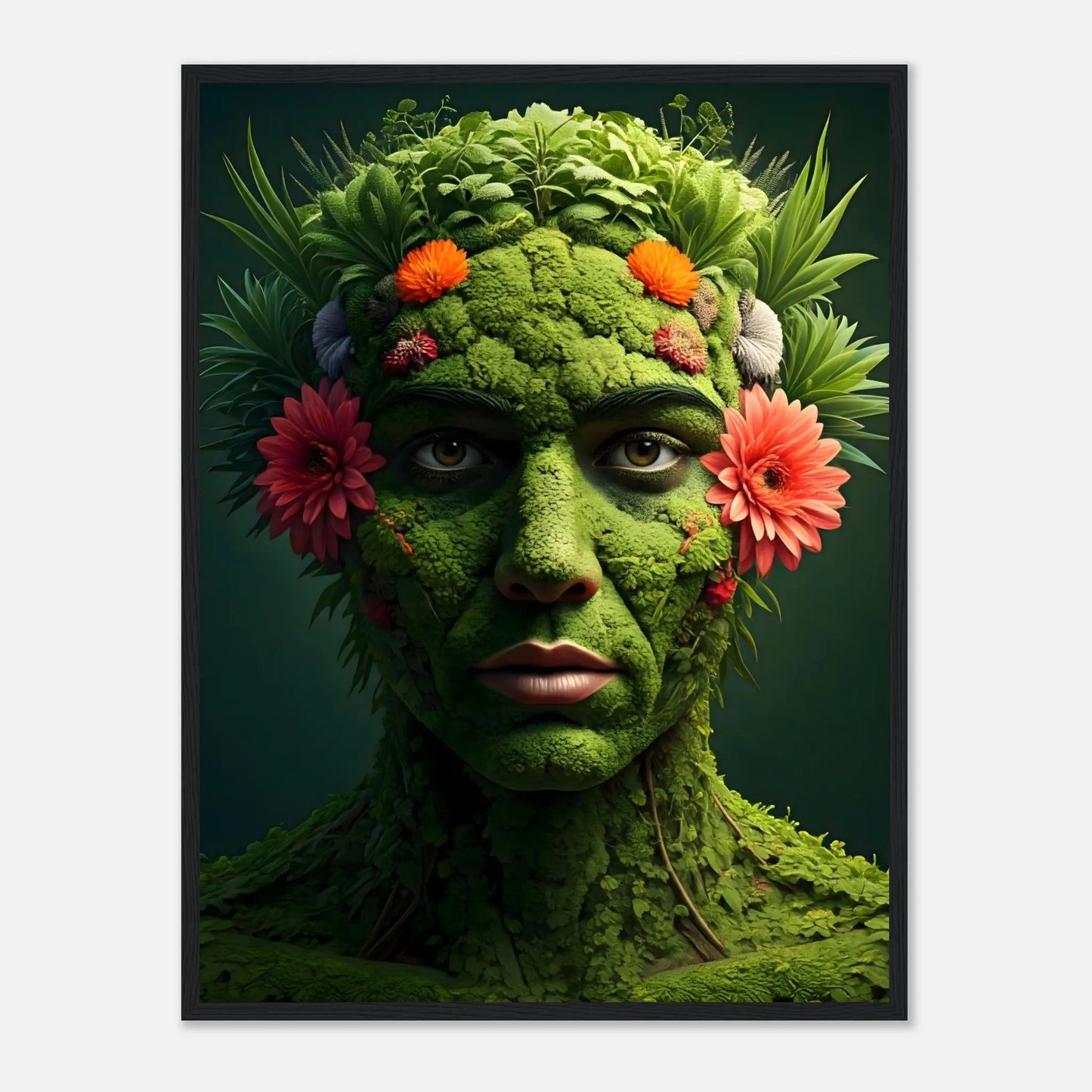 Gerahmtes Premium-Poster - Eins mit der Erde - 3D-Stil, KI-Kunst, Kreative Vielfalt, 45x60-cm-18x24-Schwarzer-Rahmen - RolConArt