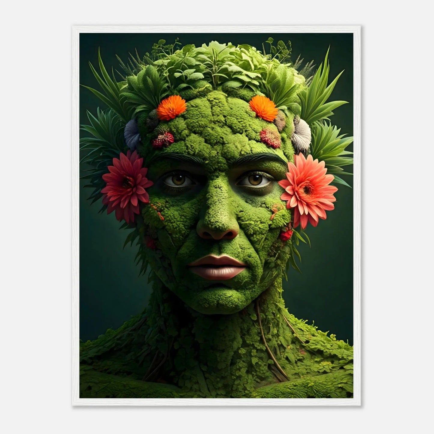 Gerahmtes Premium-Poster - Eins mit der Erde - 3D-Stil, KI-Kunst, Kreative Vielfalt, 45x60-cm-18x24-Weißer-Rahmen - RolConArt
