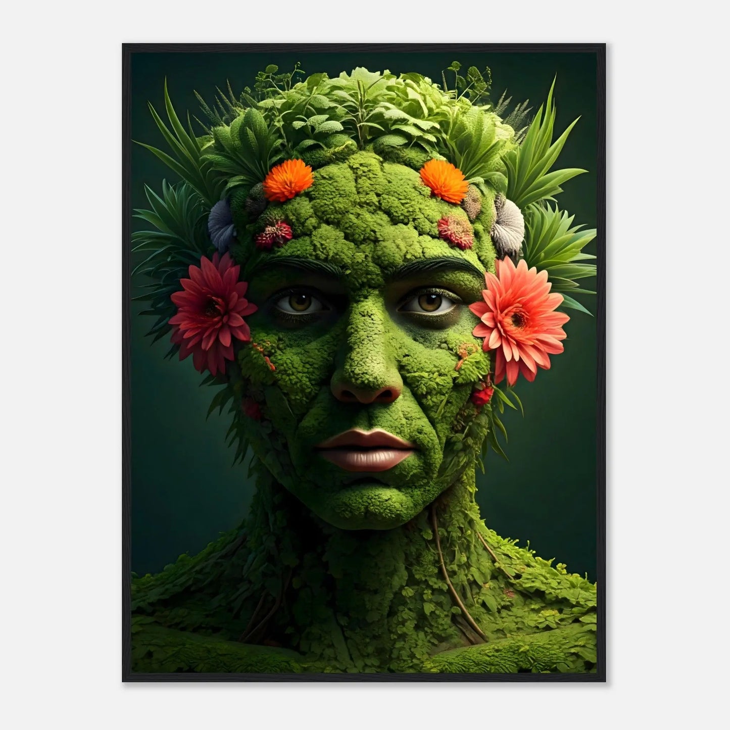 Gerahmtes Premium-Poster - Eins mit der Erde - 3D-Stil, KI-Kunst, Kreative Vielfalt, 60x80-cm-24x32-Schwarzer-Rahmen - RolConArt