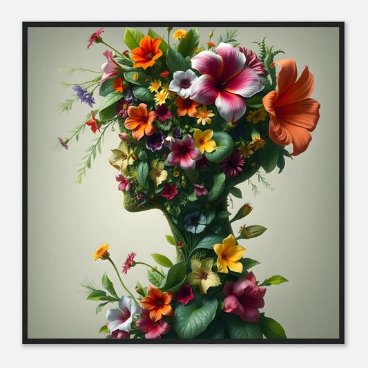 Gerahmtes Premium-Poster - Flora Persona - Digitaler Stil, KI-Kunst, Kreative Vielfalt,  - RolConArt