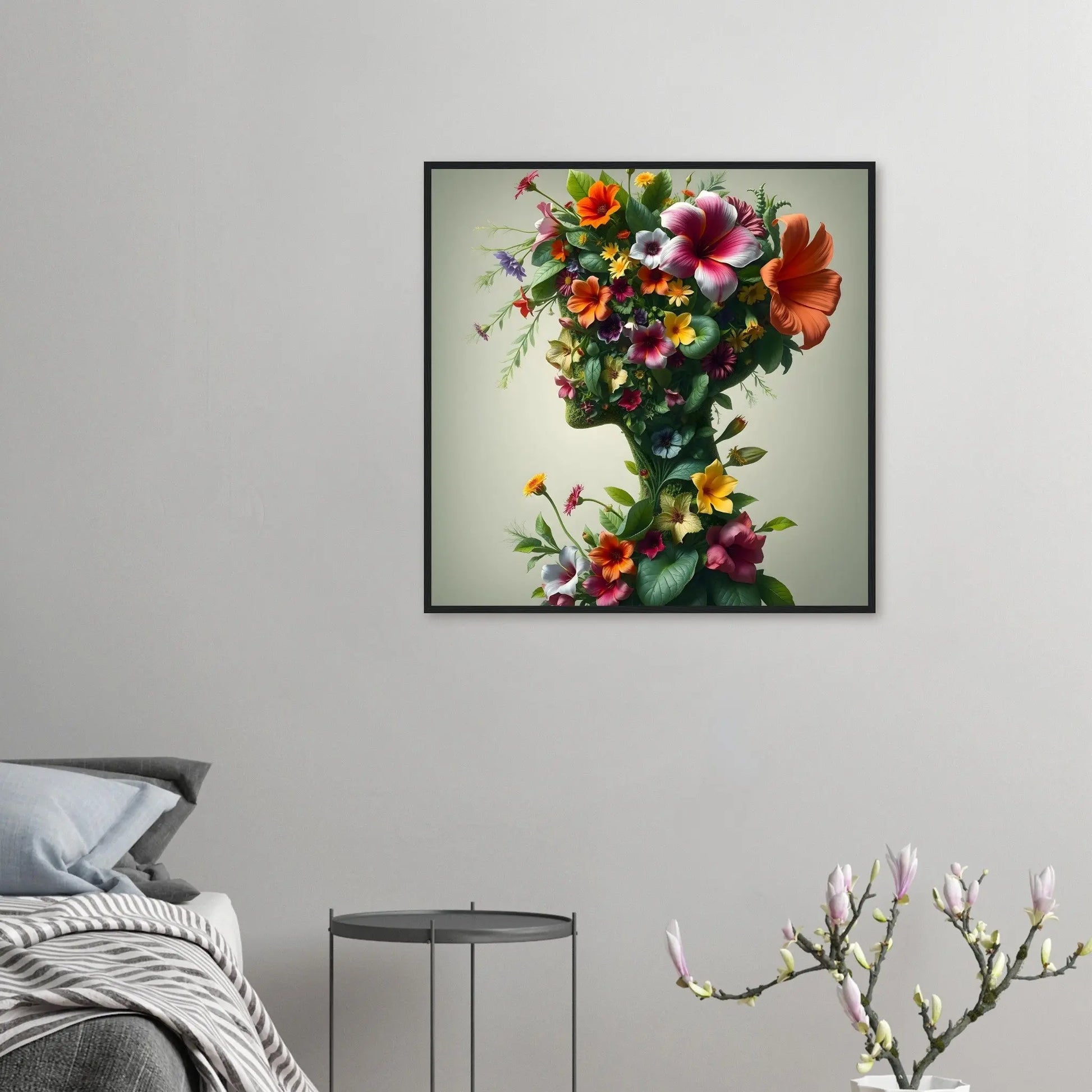 Gerahmtes Premium-Poster - Flora Persona - Digitaler Stil, KI-Kunst, Kreative Vielfalt,  - RolConArt