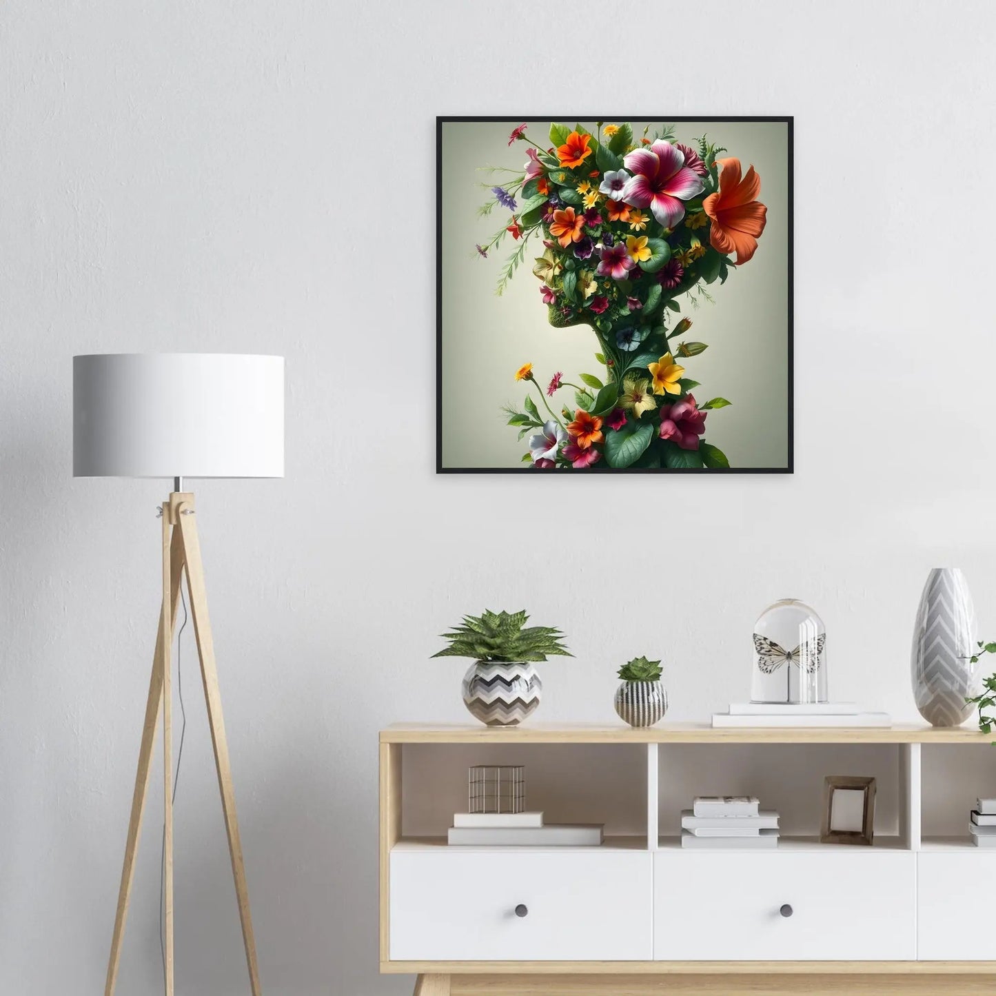 Gerahmtes Premium-Poster - Flora Persona - Digitaler Stil, KI-Kunst, Kreative Vielfalt,  - RolConArt