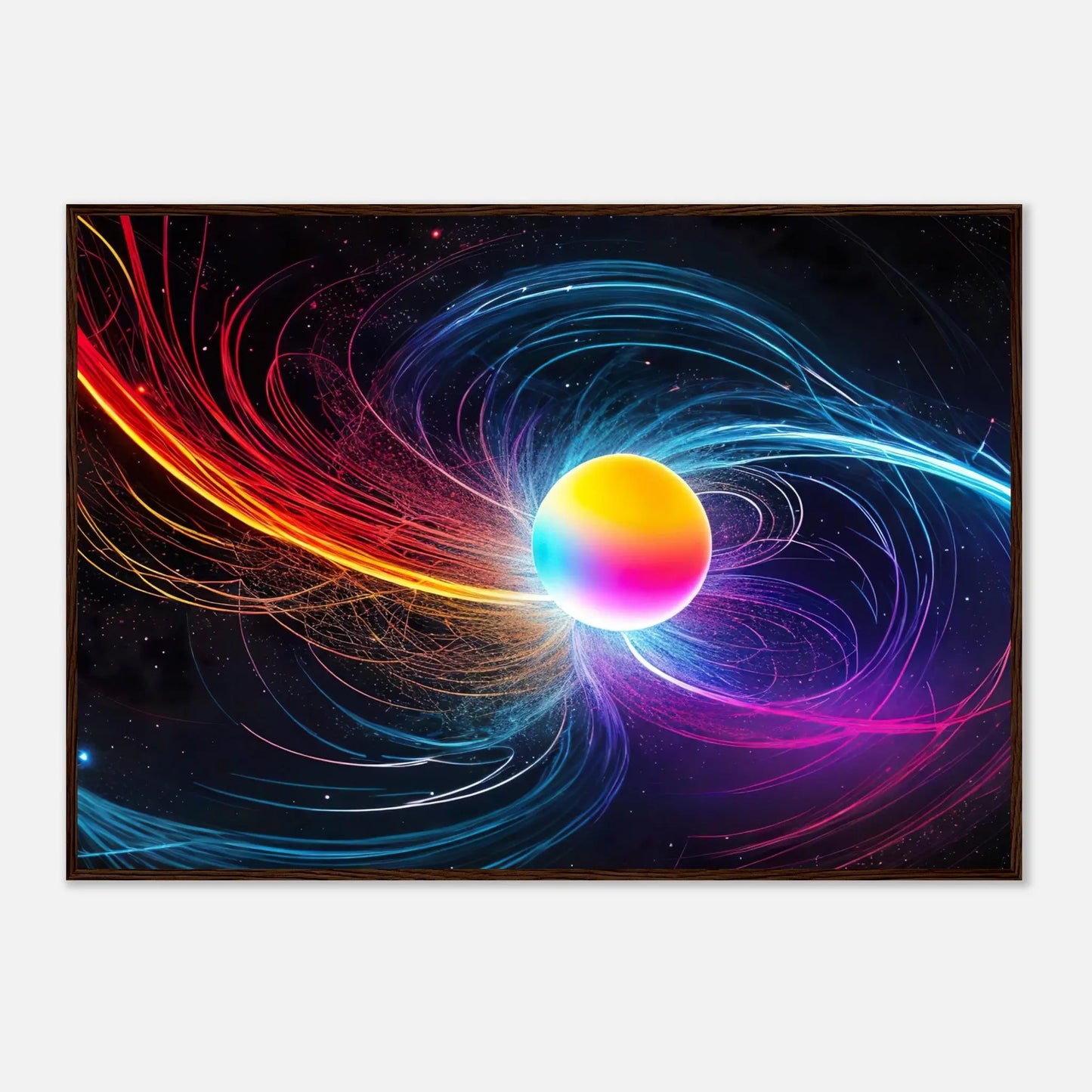 Gerahmtes Premium-Poster - Kosmische Energie - Digitaler Stil, KI-Kunst, Kreative Vielfalt, 70x100-cm-28x40-Dunkler-Holzrahmen - RolConArt