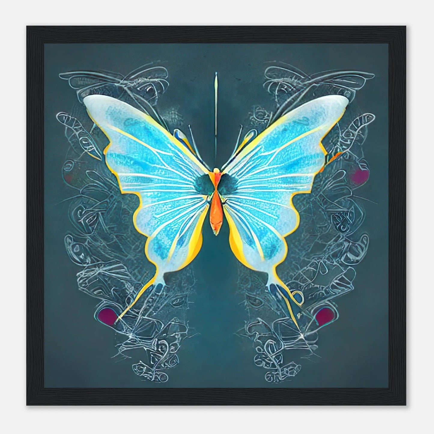 Gerahmtes Premium-Poster - Schmetterling - Digitaler Stil, KI-Kunst, Kreative Vielfalt, 30x30-cm-12x12-Schwarz - RolConArt