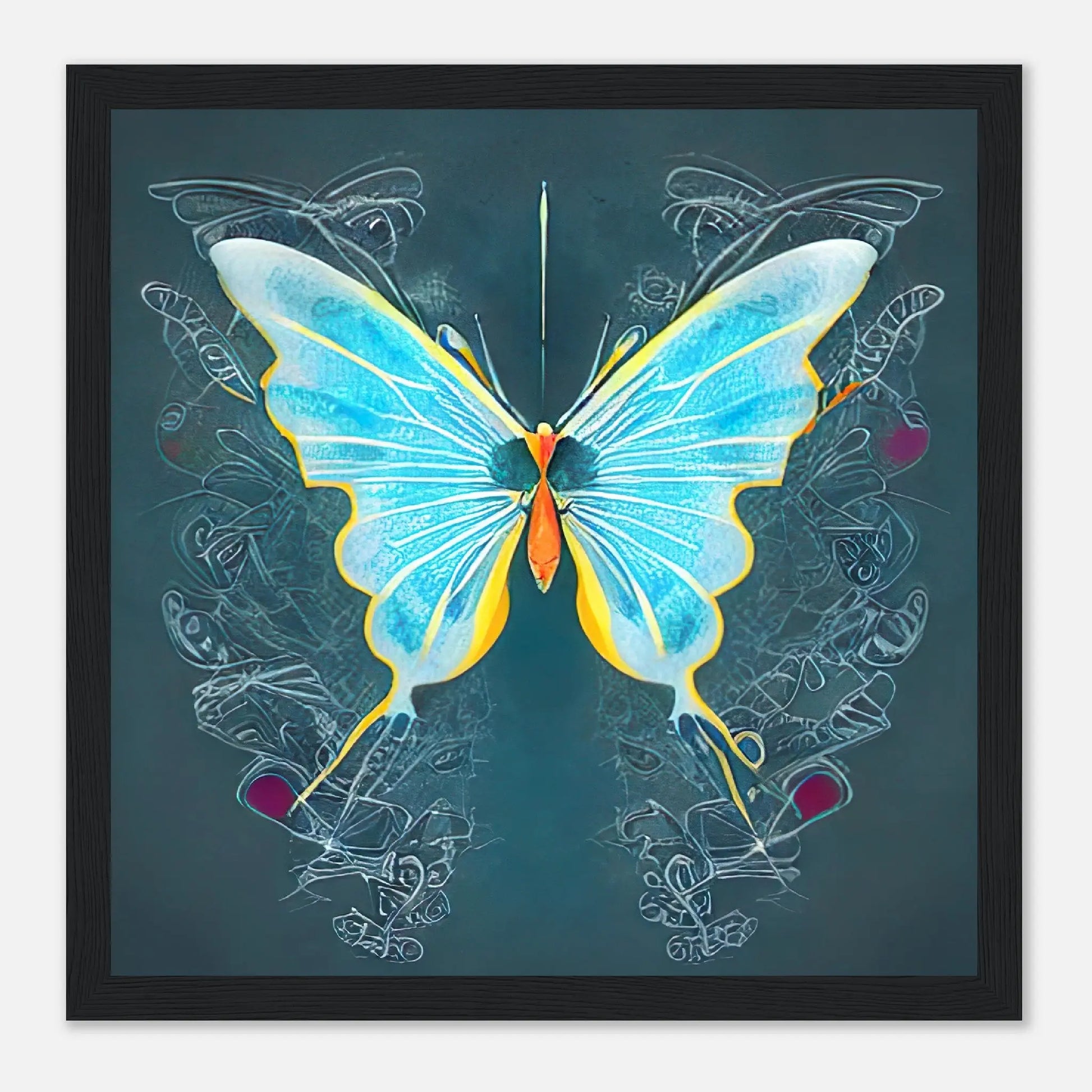 Gerahmtes Premium-Poster - Schmetterling - Digitaler Stil, KI-Kunst, Kreative Vielfalt, 30x30-cm-12x12-Schwarz - RolConArt