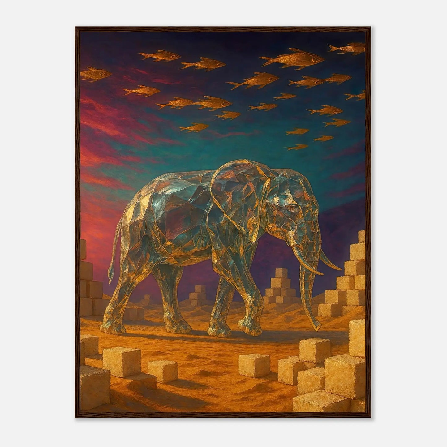 Gerahmtes Premium-Poster - Surreale Stille - Abstrakter Stil, KI-Kunst, Tiere - Kreative Vielfalt,  - RolConArt