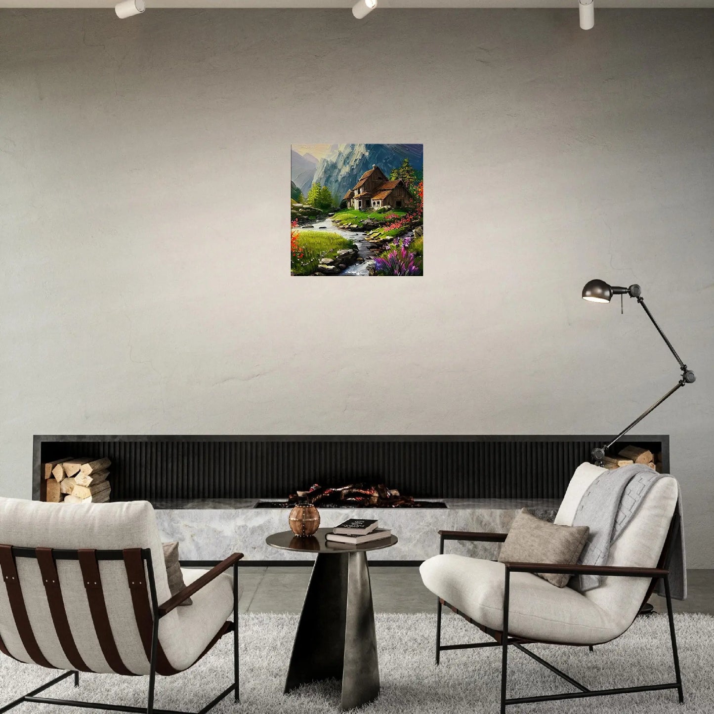 Leinwandbild - Berglandschaft - Malerischer Stil, KI-Kunst, Landschaften,  - RolConArt