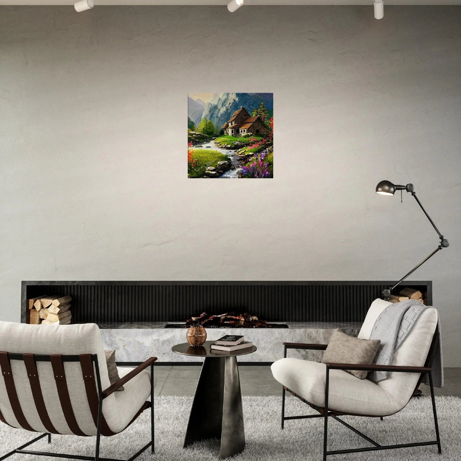 Leinwandbild - Berglandschaft - Malerischer Stil, KI-Kunst, Landschaften,  - RolConArt