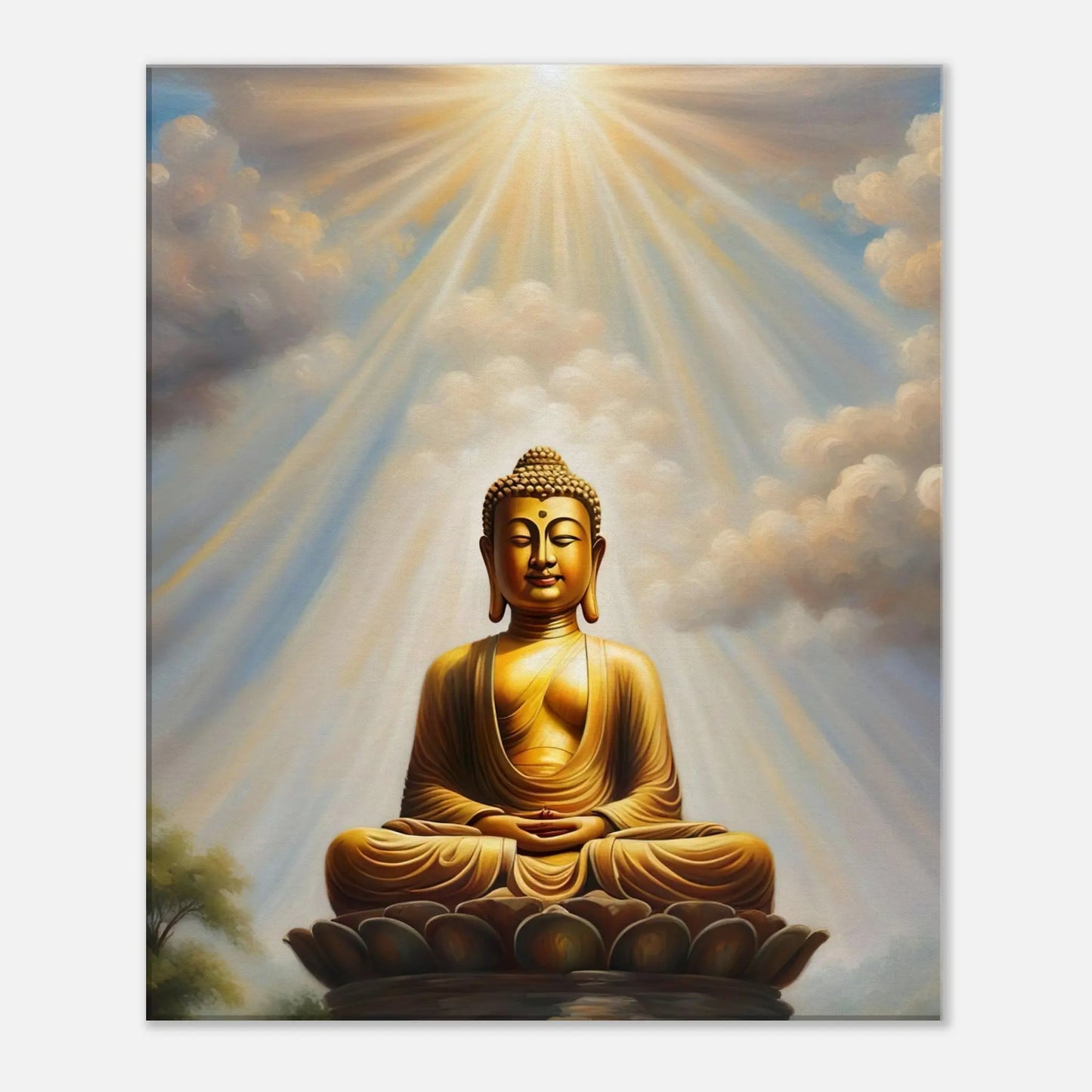 Leinwandbild - Buddha - Malerischer Stil, KI-Kunst, Spirituelle Vielfalt, 50x60-cm-20x24 - RolConArt