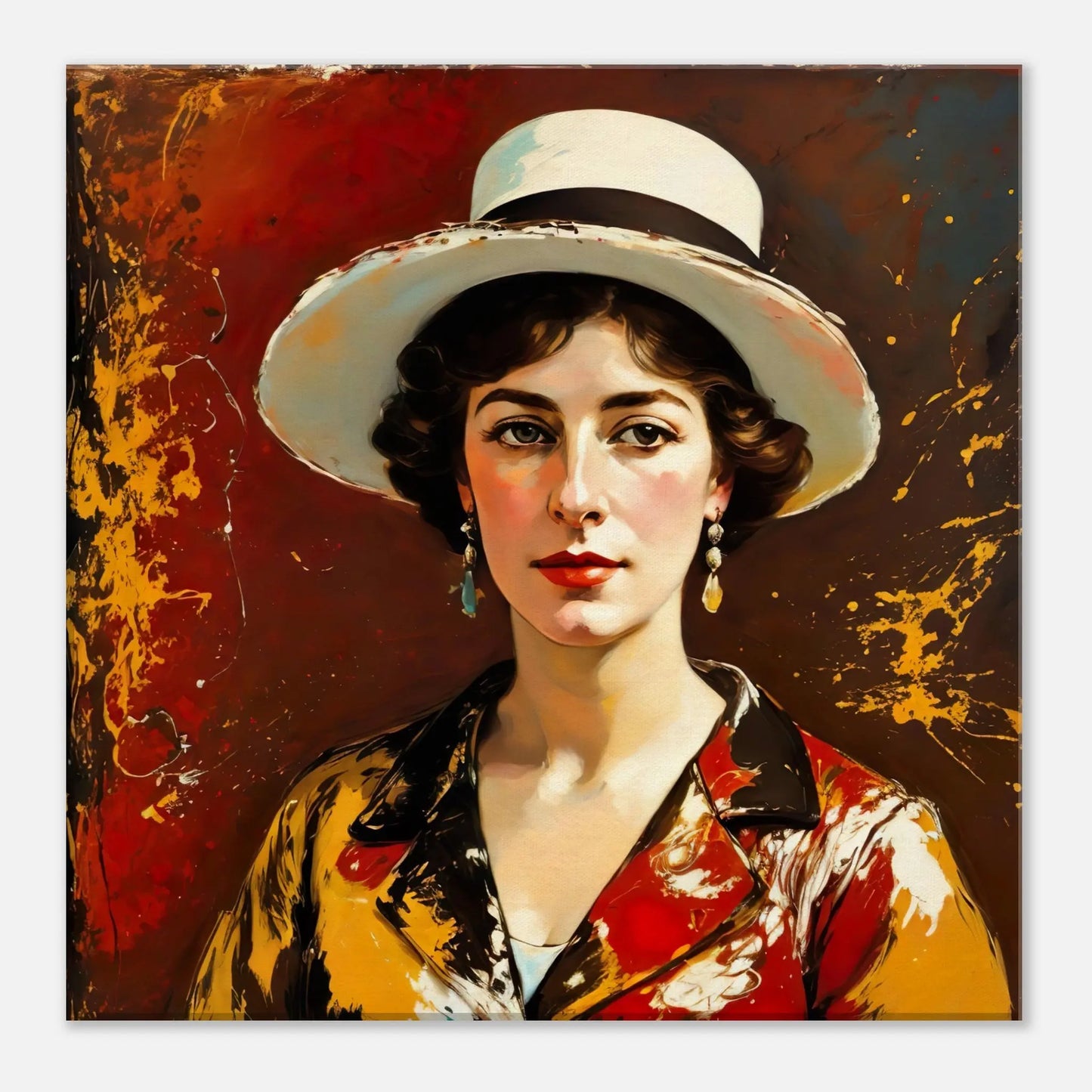 Leinwandbild - Elegante Erinnerung - Malerischer Stil, KI-Kunst, Malerischer Stil - Porträts, 40x40-cm-16x16 - RolConArt