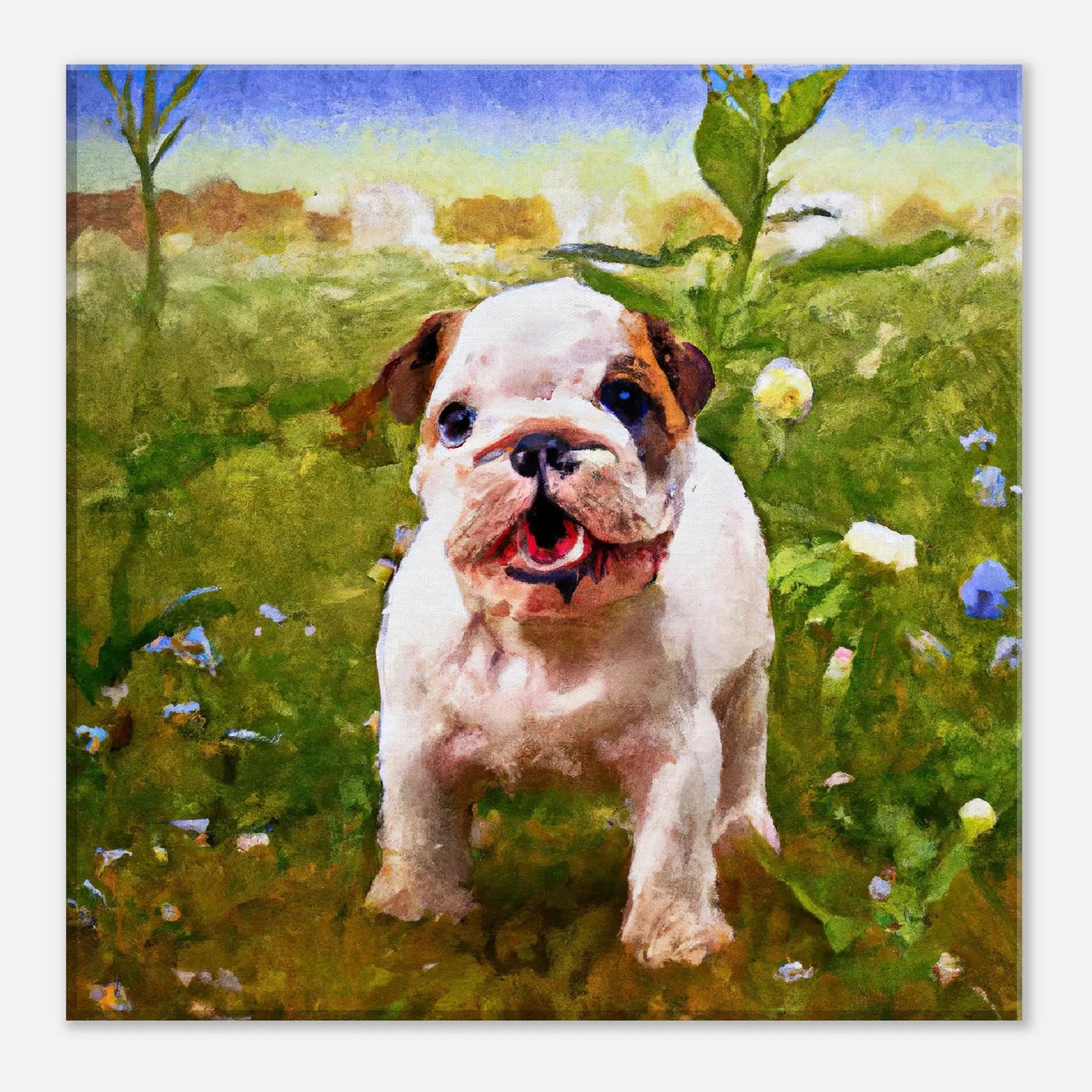 Leinwandbild - Englische Bulldogge - Malerischer Stil, KI-Kunst, Tiere - Malerischer Stil, 30x30-cm-12x12 - RolConArt