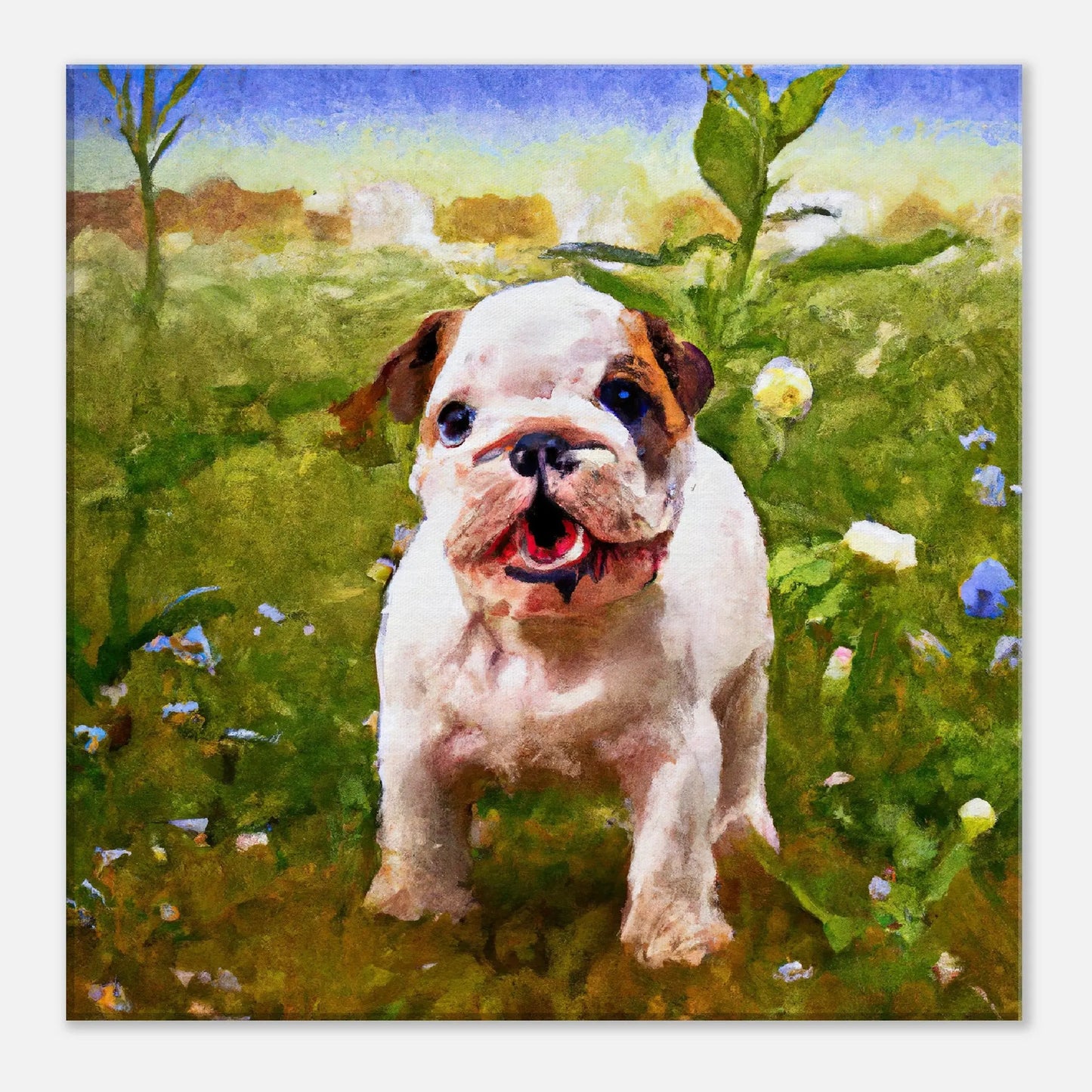 Leinwandbild - Englische Bulldogge - Malerischer Stil, KI-Kunst, Tiere - Malerischer Stil, 40x40-cm-16x16 - RolConArt