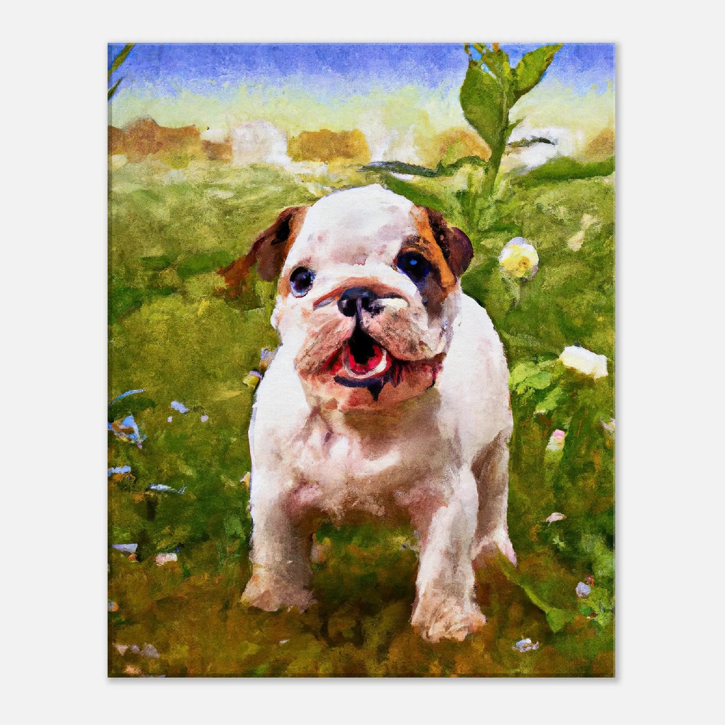 Leinwandbild - Englische Bulldogge - Malerischer Stil, KI-Kunst, Tiere - Malerischer Stil, 40x50-cm-16x20 - RolConArt