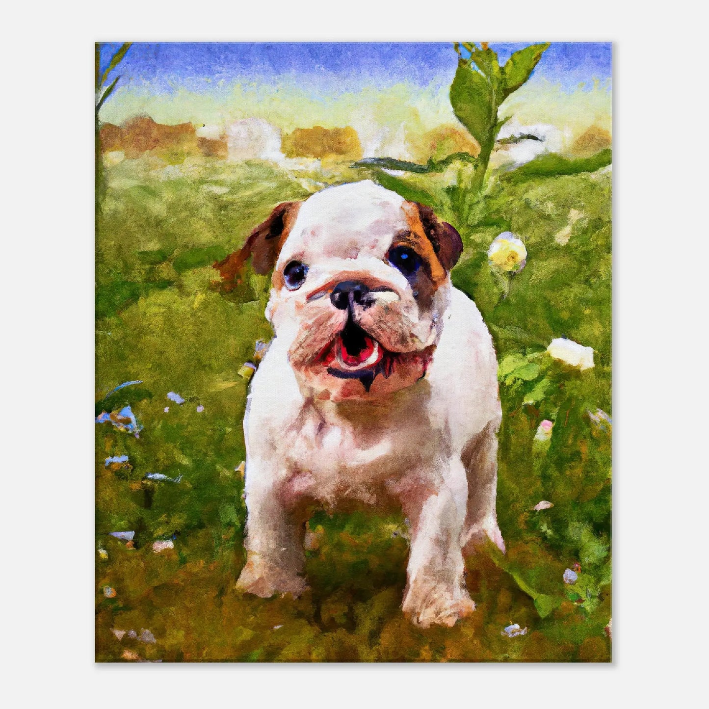 Leinwandbild - Englische Bulldogge - Malerischer Stil, KI-Kunst, Tiere - Malerischer Stil, 50x60-cm-20x24 - RolConArt