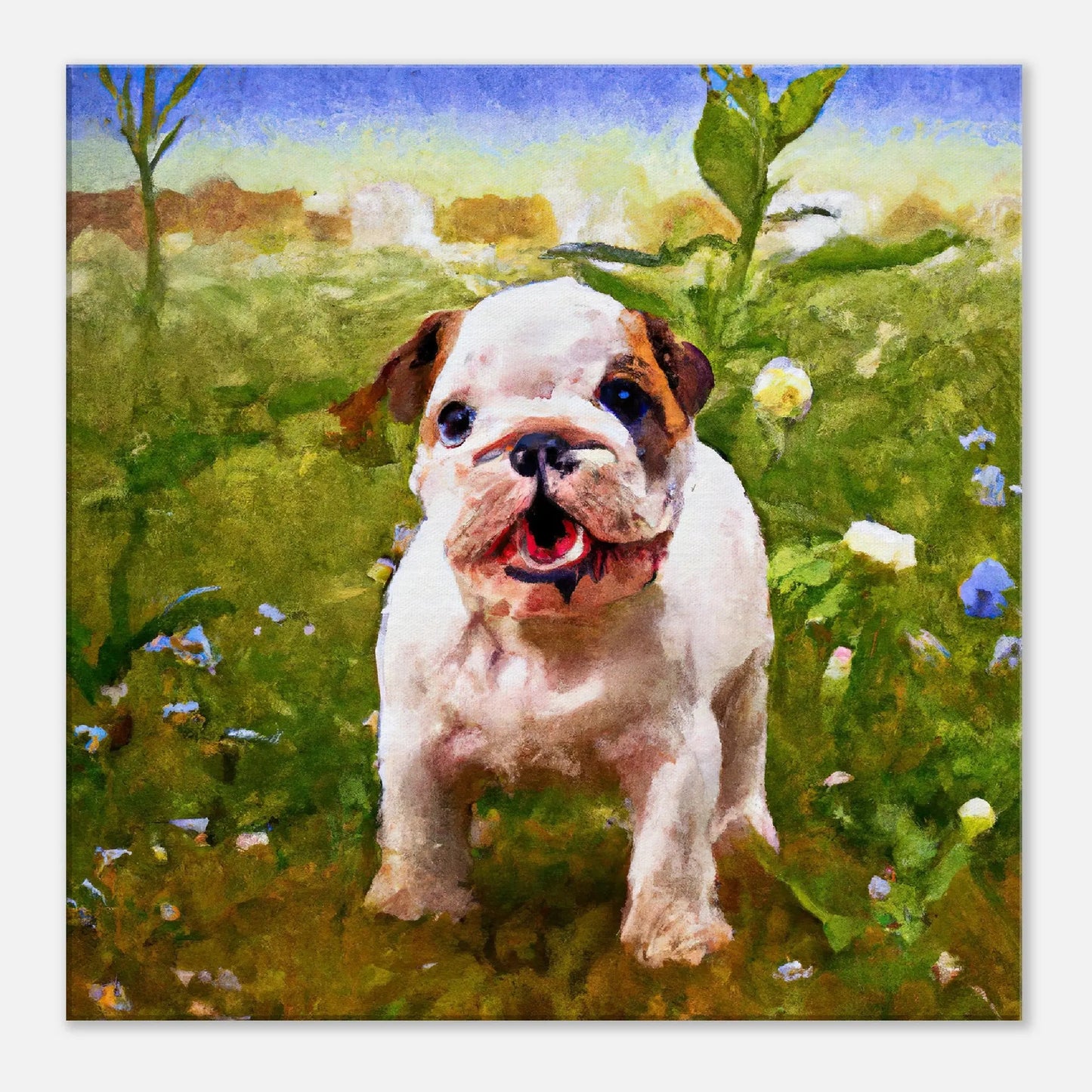 Leinwandbild - Englische Bulldogge - Malerischer Stil, KI-Kunst, Tiere - Malerischer Stil, 60x60-cm-24x24 - RolConArt