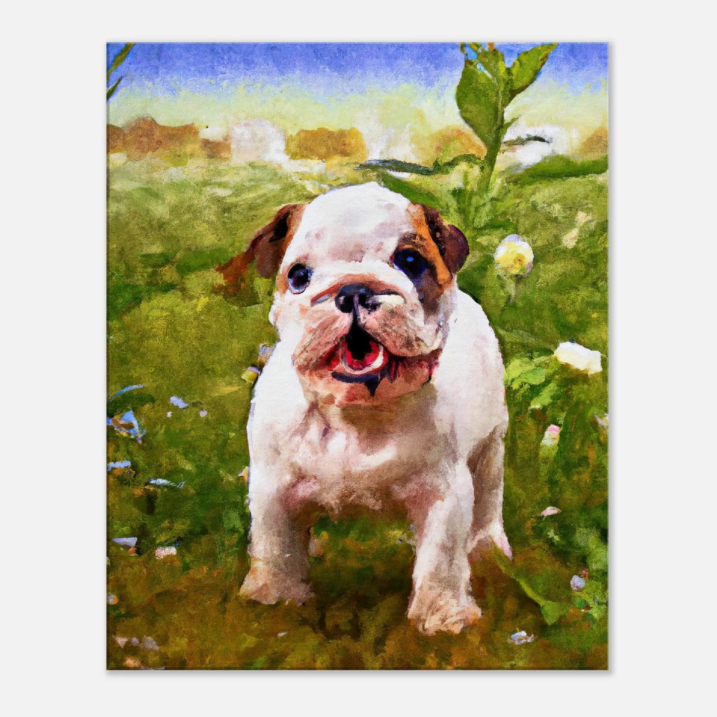 Leinwandbild - Englische Bulldogge - Malerischer Stil, KI-Kunst, Tiere - Malerischer Stil, 60x75-cm-24x30 - RolConArt