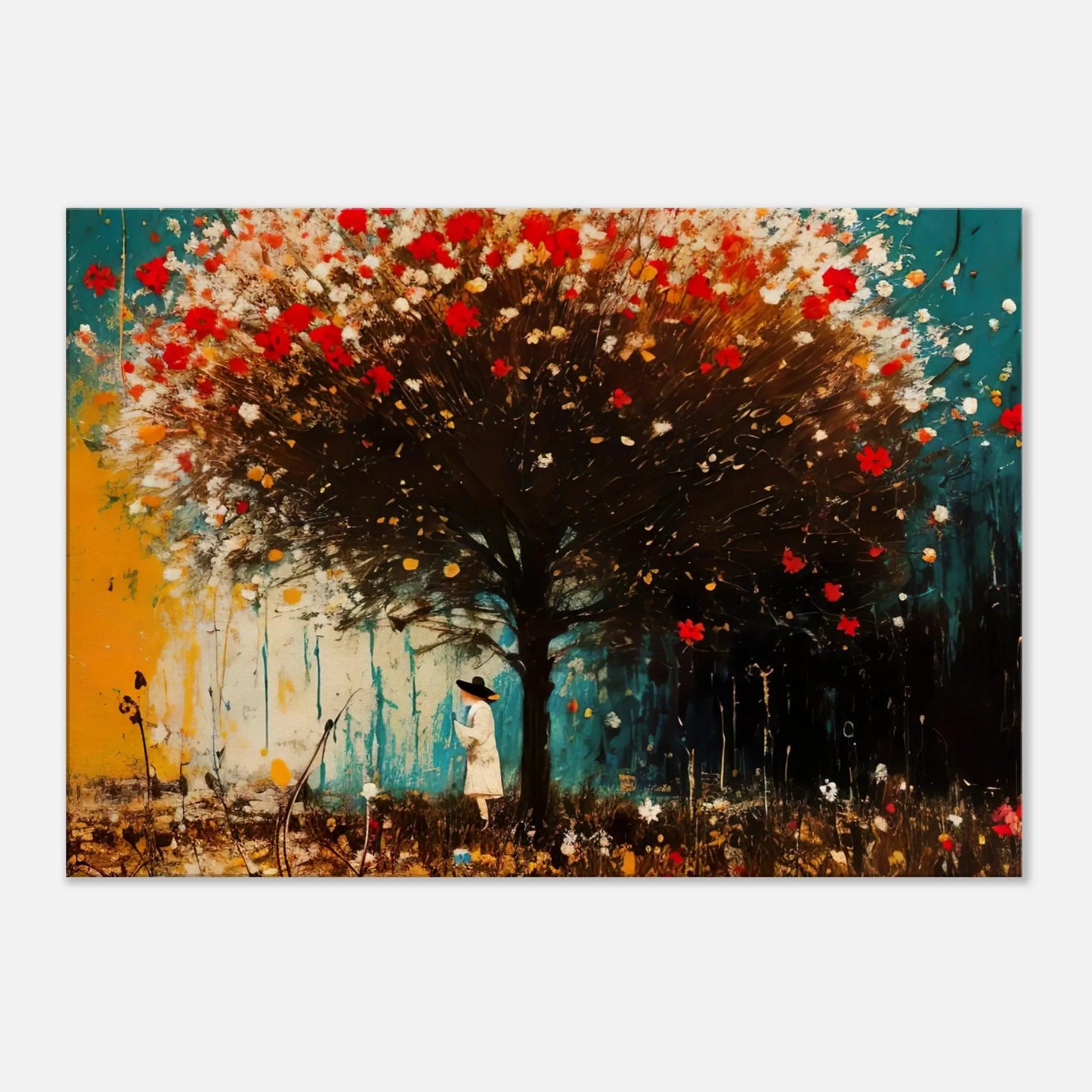 Leinwandbild - Farbenspiel der Natur - Malerischer Stil, KI-Kunst, Landschaften, 70x100-cm-28x40 - RolConArt