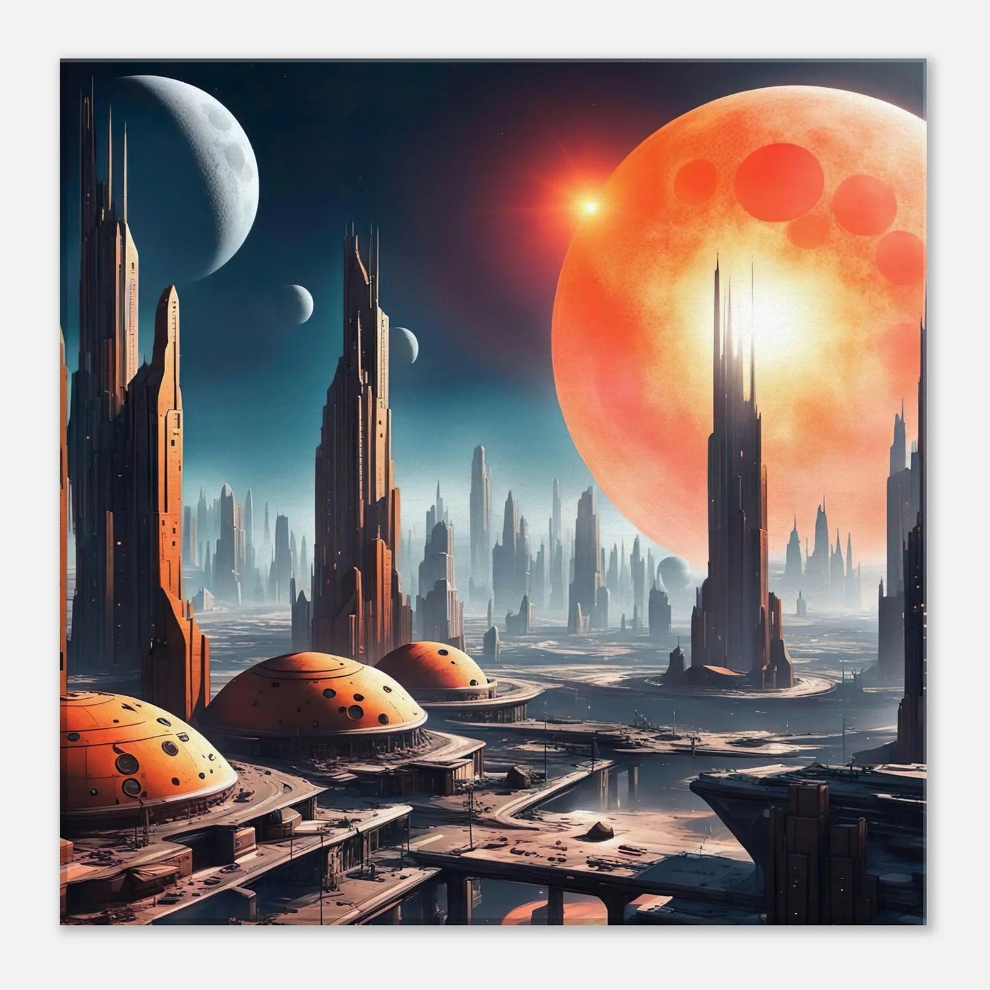 Leinwandbild - Futuristische Welt - Digitaler Stil, KI-Kunst, Sci-Fi, 40x40-cm-16x16 - RolConArt