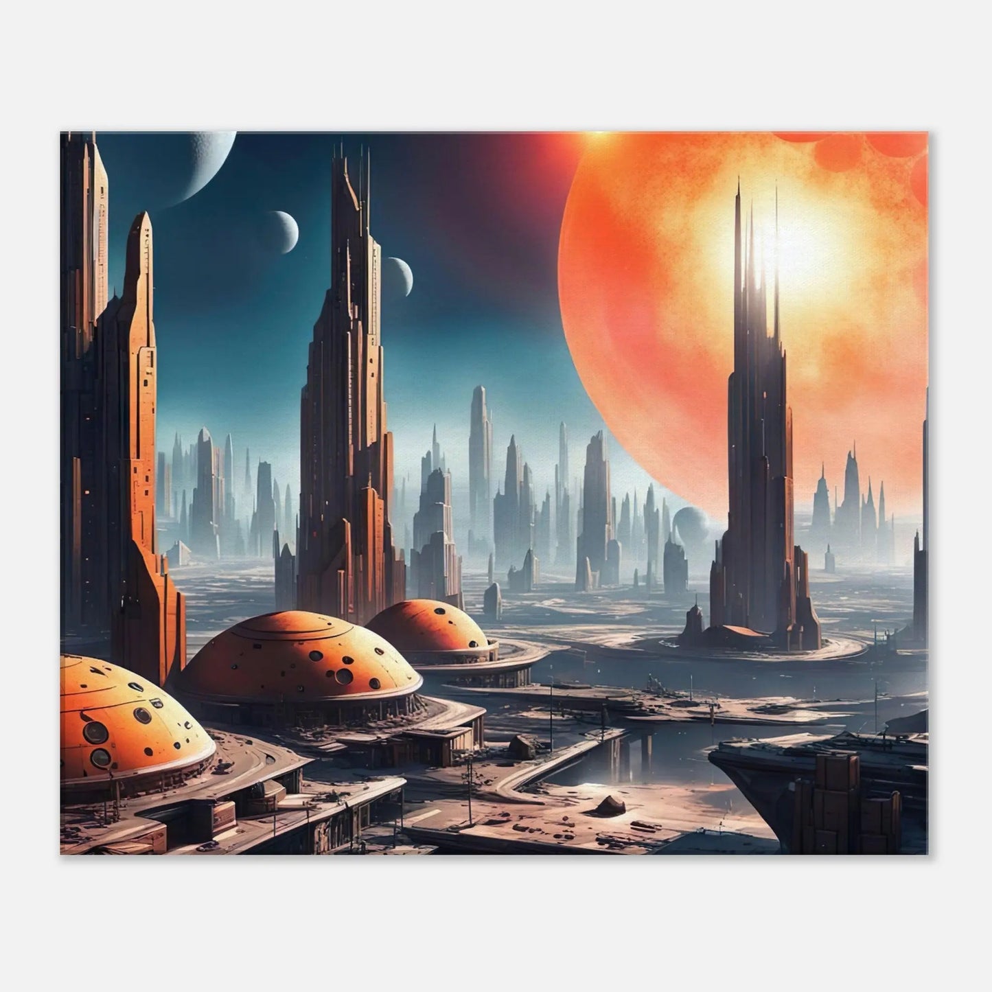 Leinwandbild - Futuristische Welt - Digitaler Stil, KI-Kunst, Sci-Fi, 50x60-cm-20x24 - RolConArt